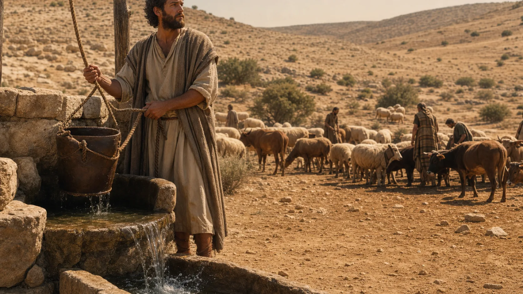 Biblical scene illustrating Genesis chapter 26
