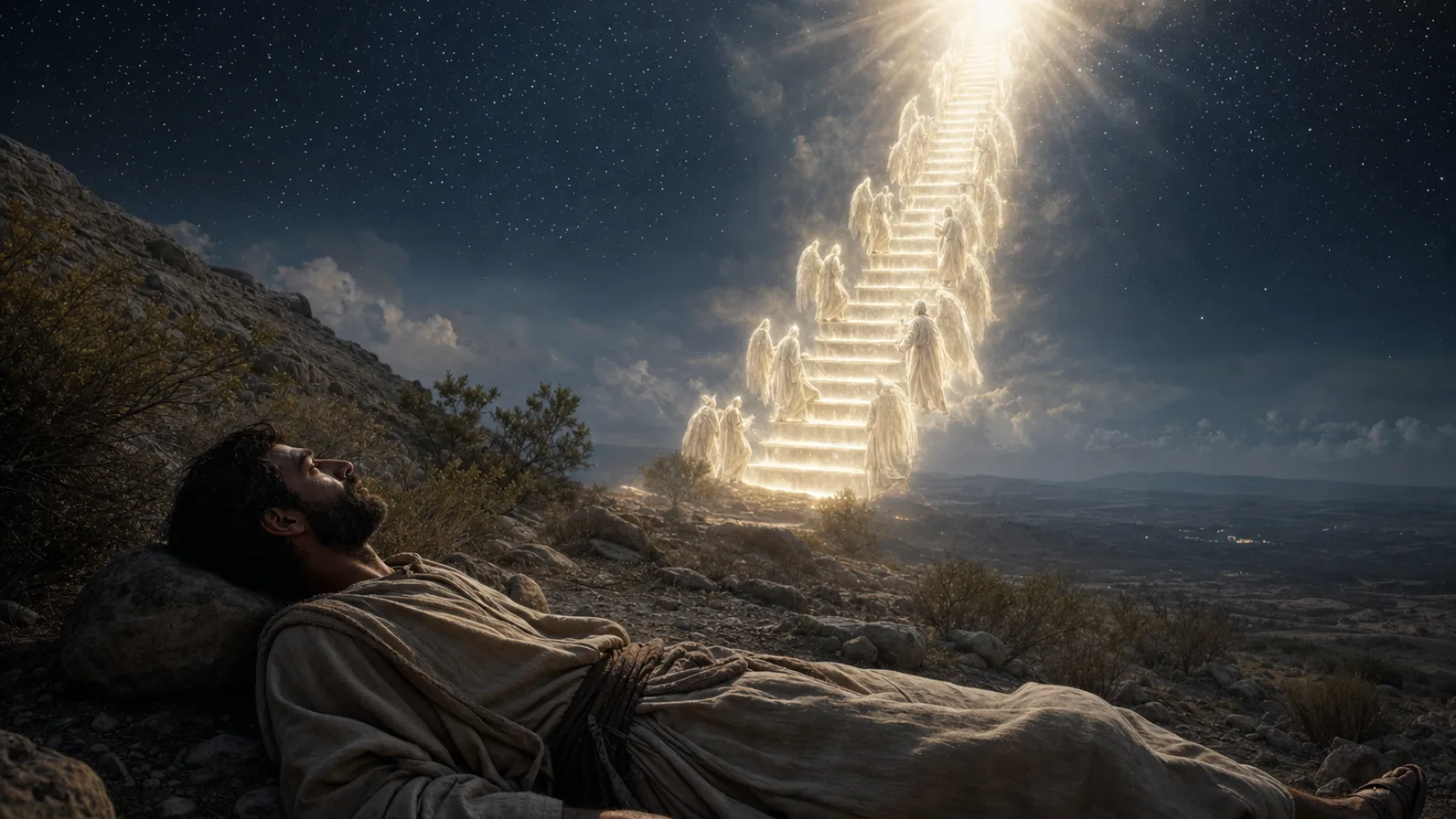 Biblical scene illustrating Genesis chapter 28