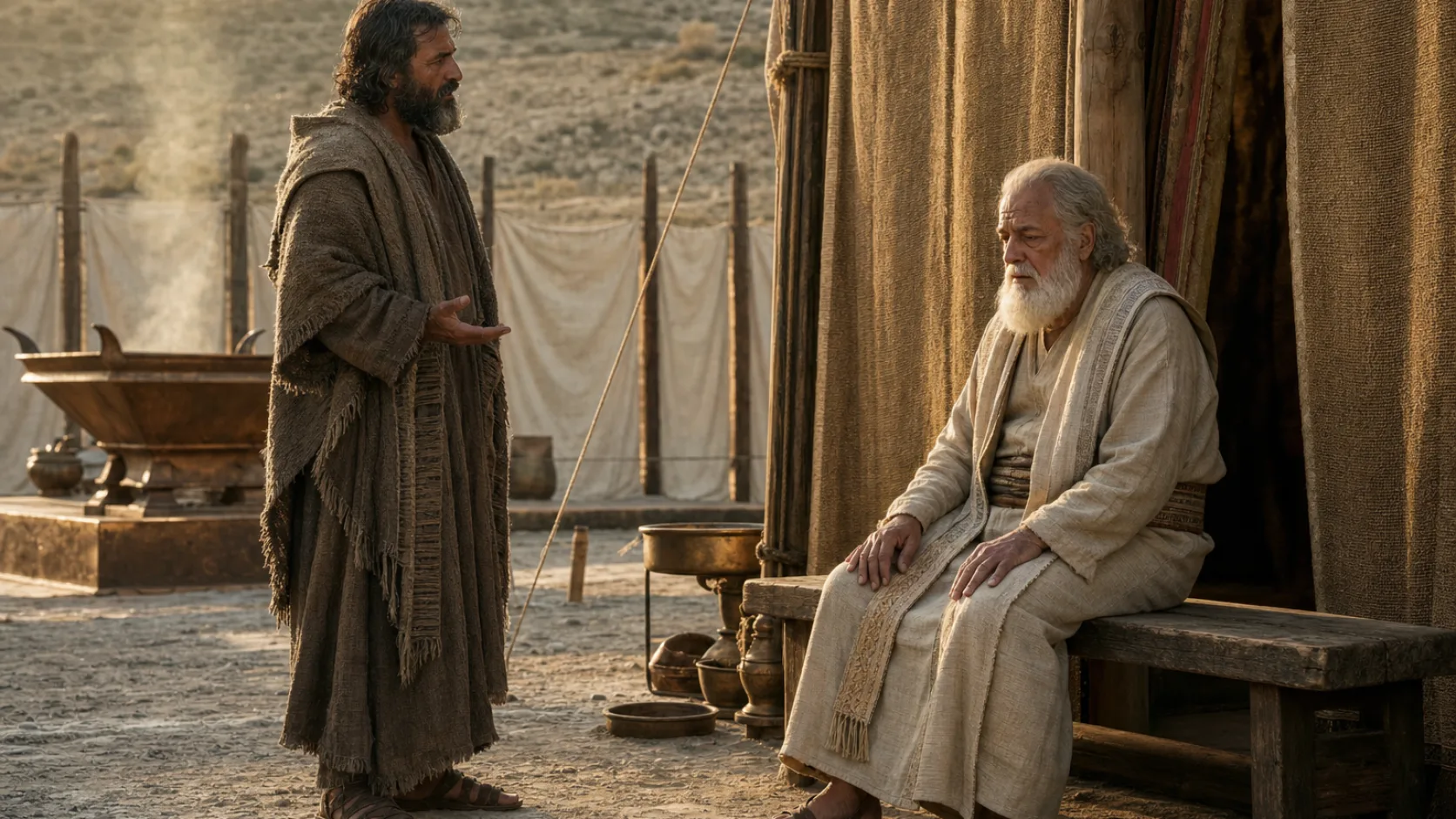 Biblical scene illustrating A Man of God Announces Judgment on Eli's House