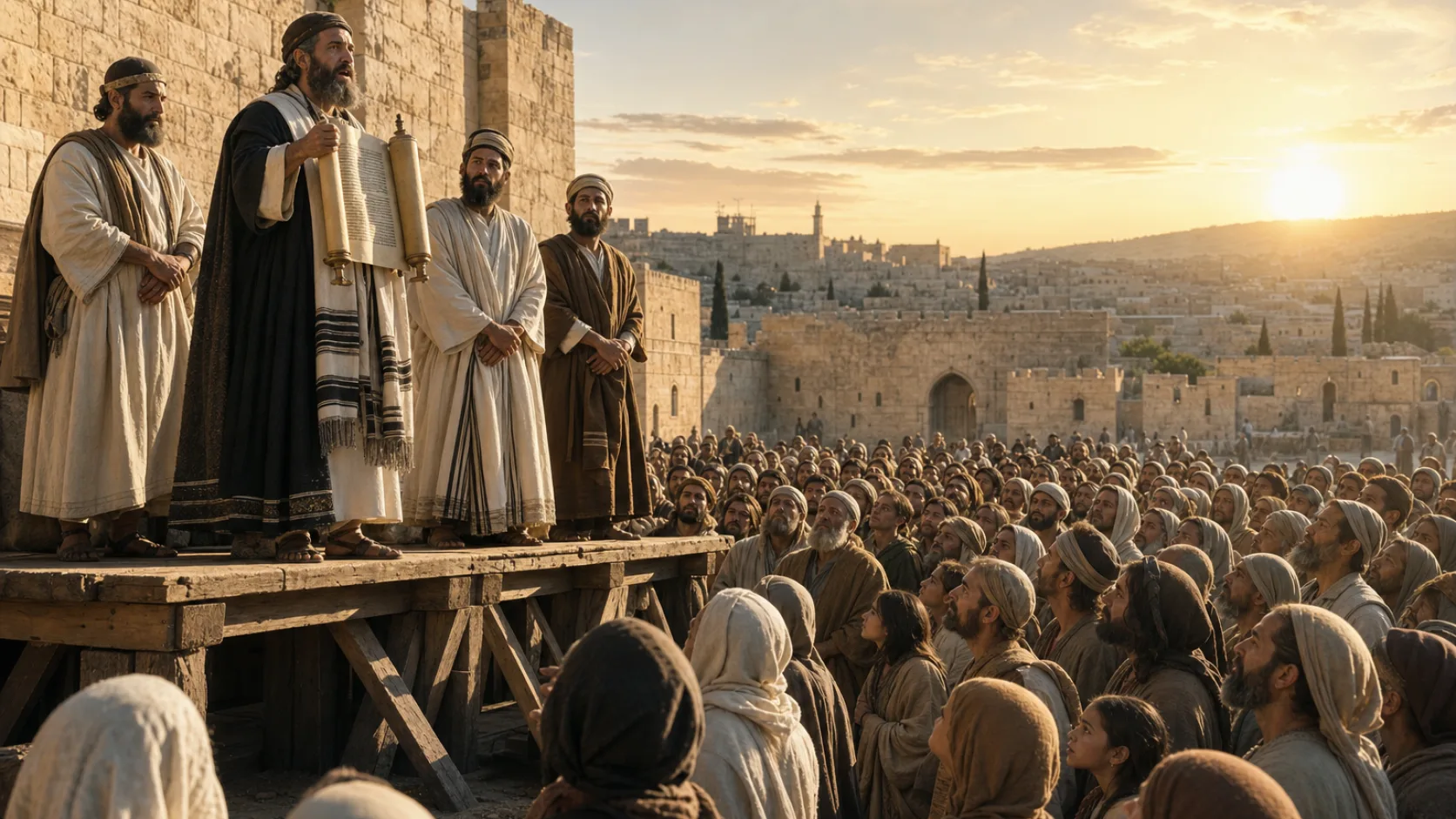 Biblical scene illustrating A Priest Returns to Teach the People about the Lord