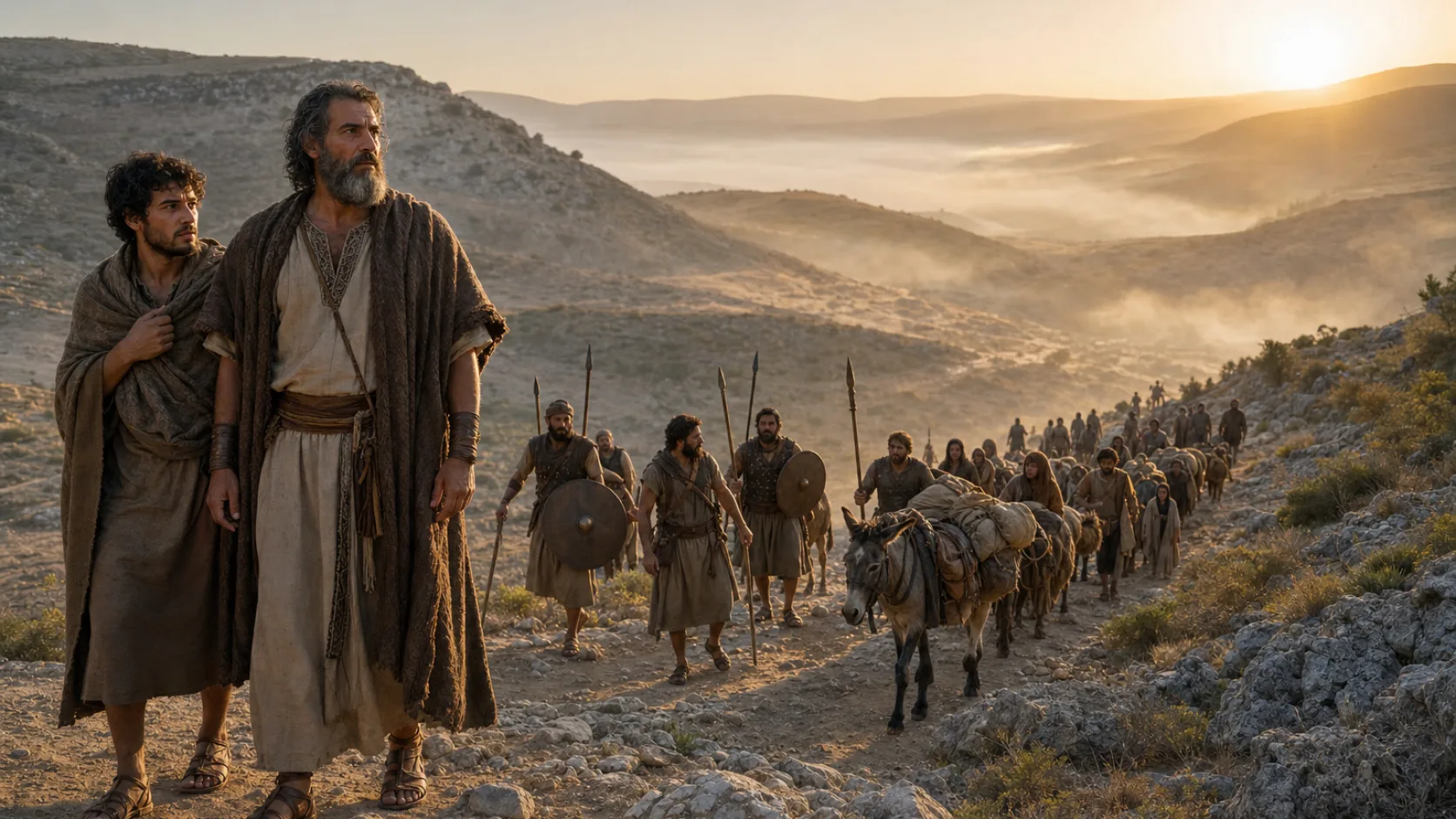 Biblical scene illustrating Abram Rescues Lot