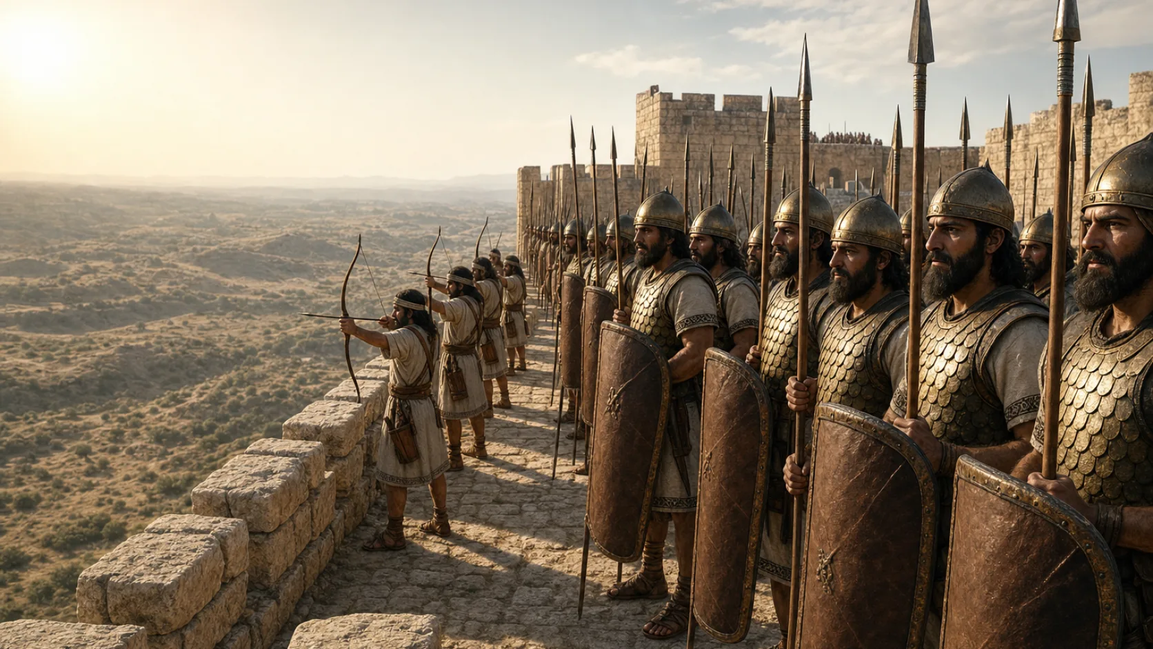 Armies of Judah in a biblical historical scene