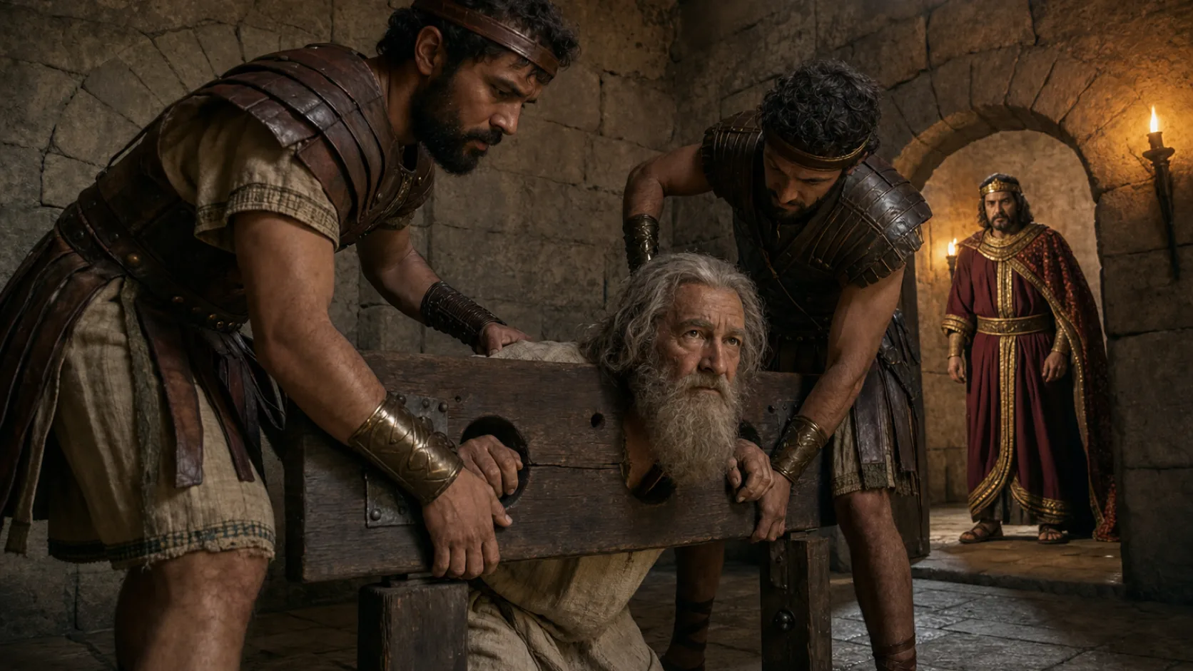 Biblical scene illustrating Asa Imprisons Hanani the Seer