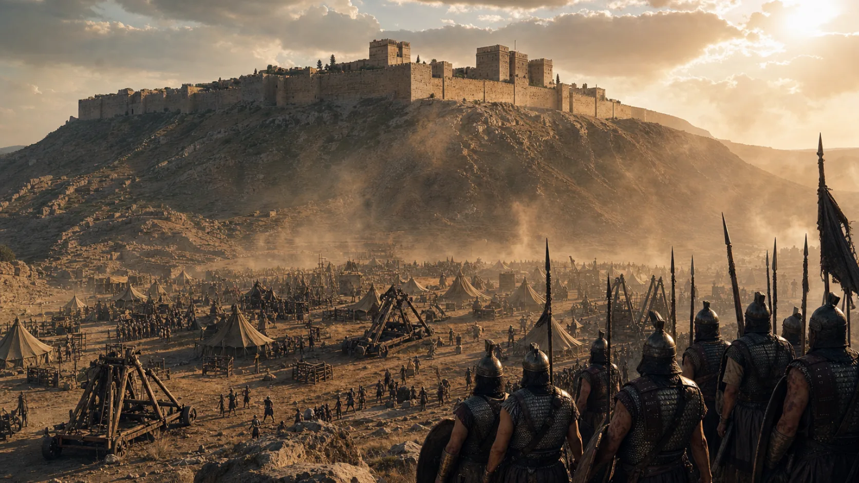 Biblical scene illustrating Assyria Besieges Samaria for Three Years