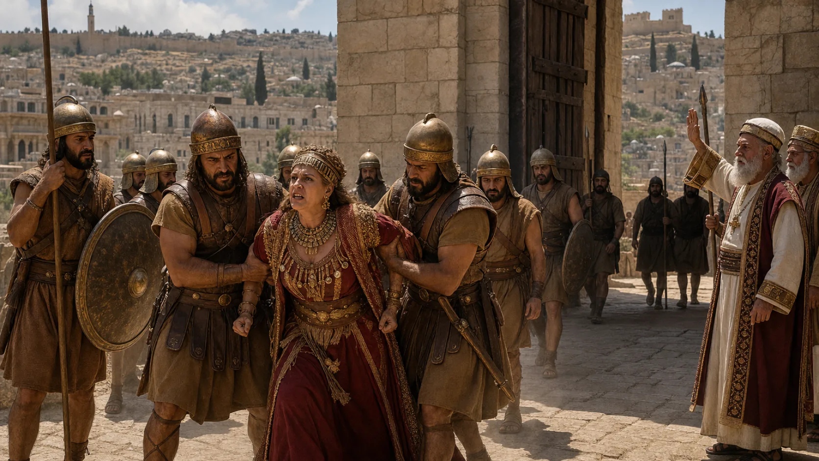 Biblical scene illustrating Athaliah Is Executed