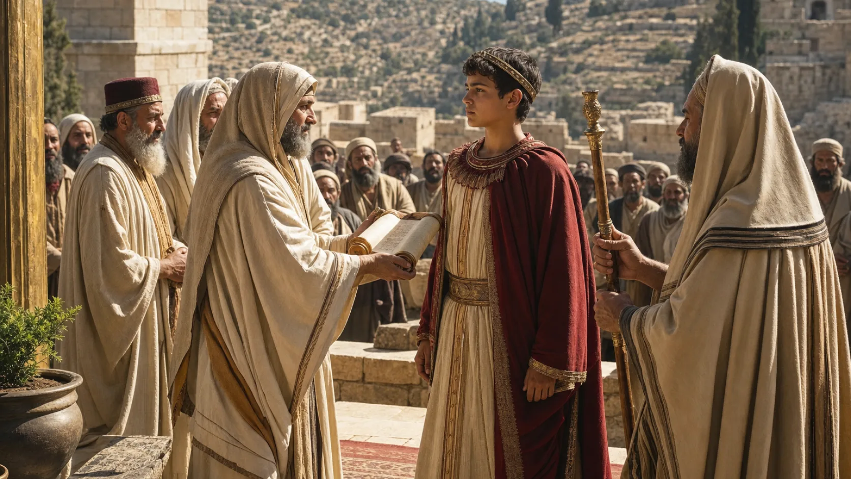 Biblical scene illustrating Azariah Becomes King of Judah