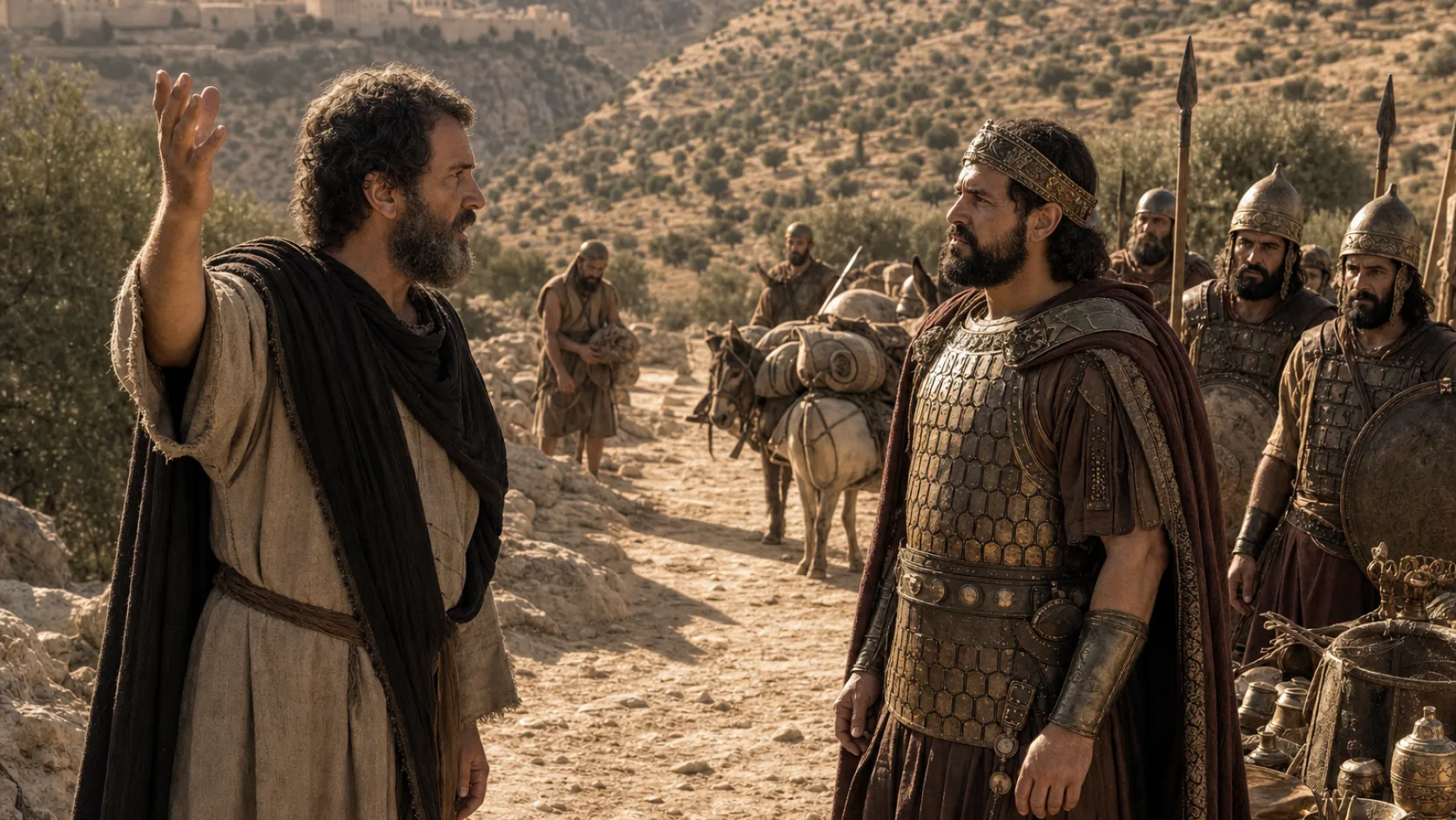 Biblical scene illustrating Azariah Encourages Asa to Seek the Lord
