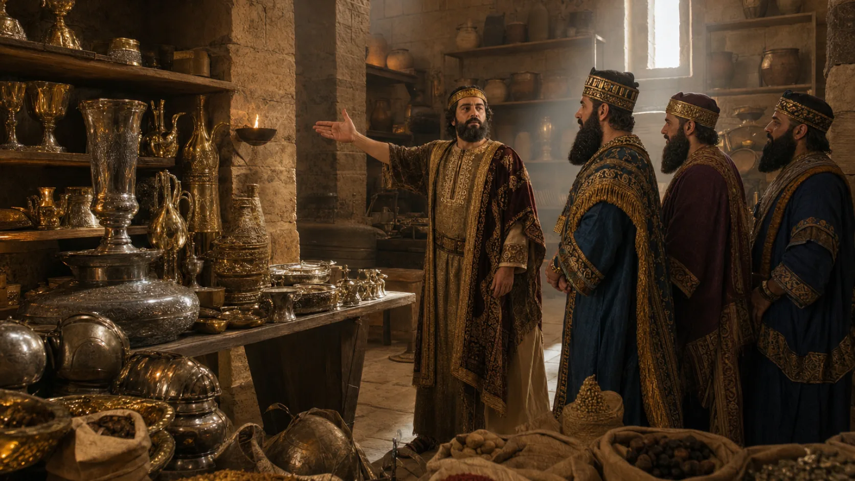Biblical scene illustrating Babylonian Envoys Visit Hezekiah