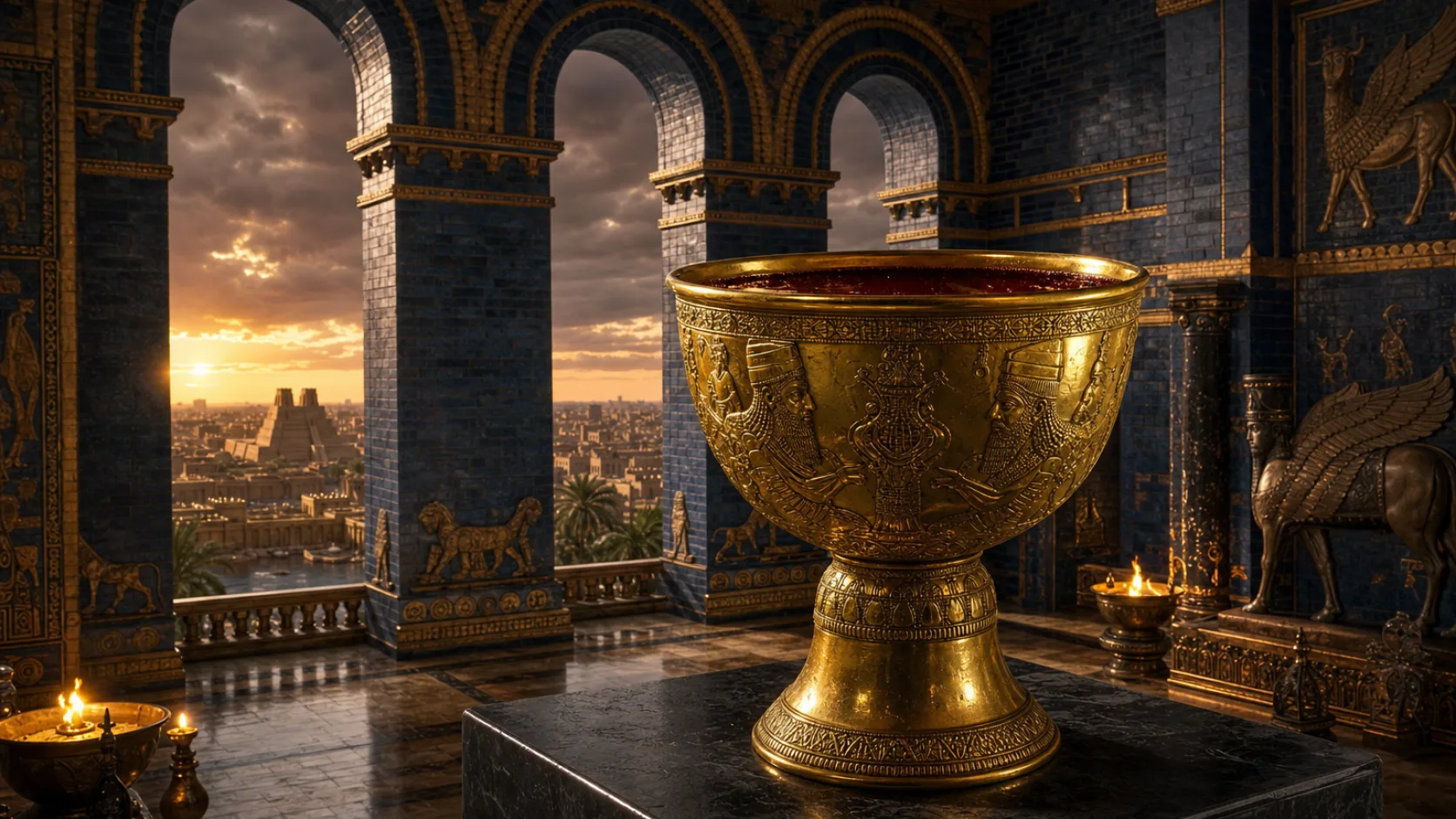 Babylon’s Golden Cup in a detailed biblical historical scene