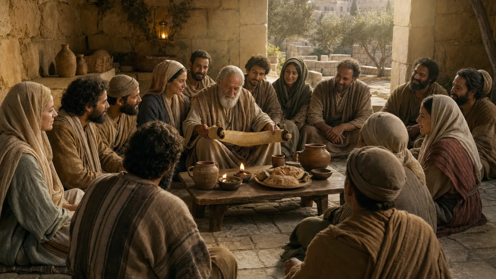 Believers in a biblical historical scene