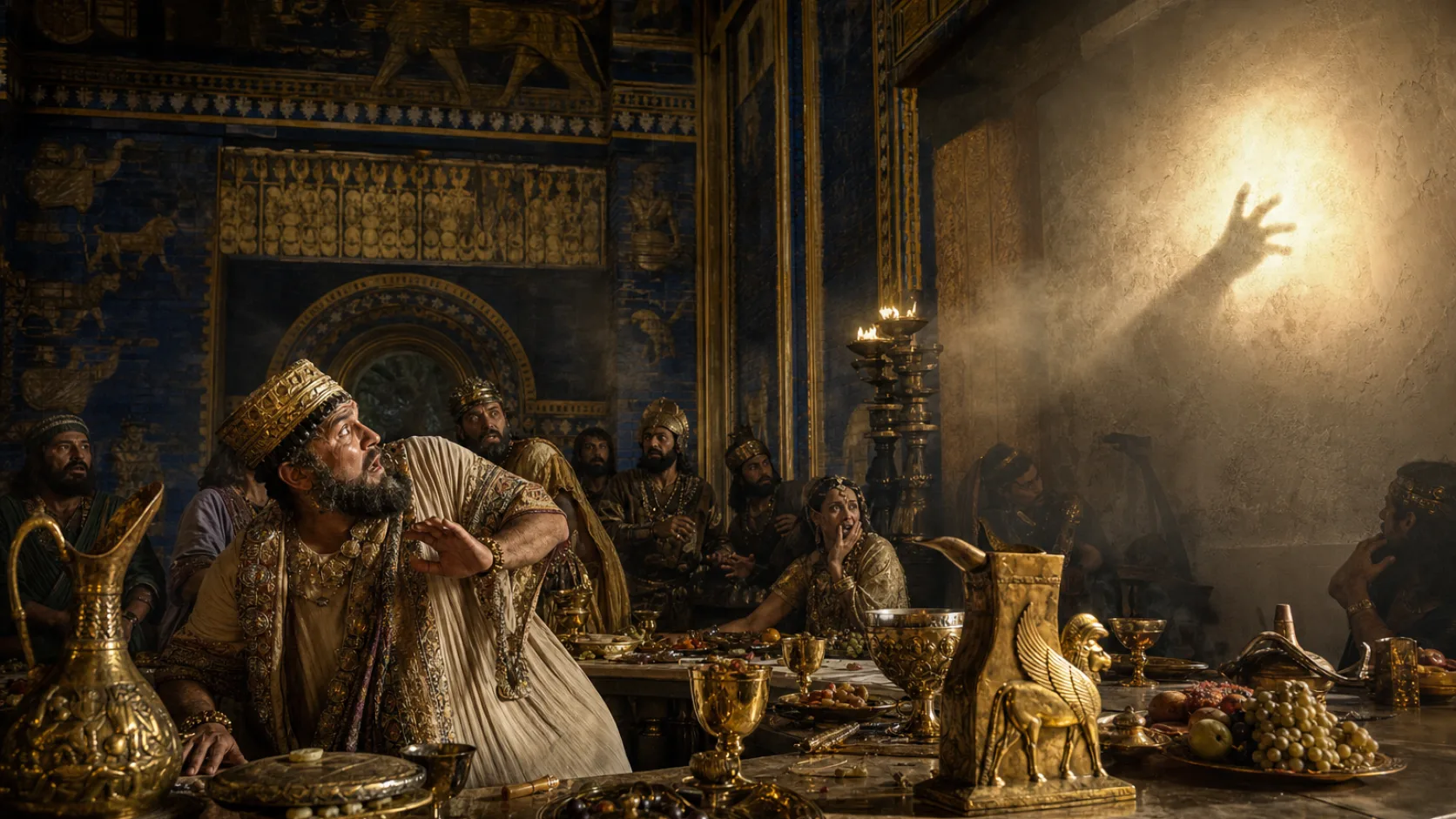 Biblical scene illustrating Belshazzar Is Killed on the Night of the Feast