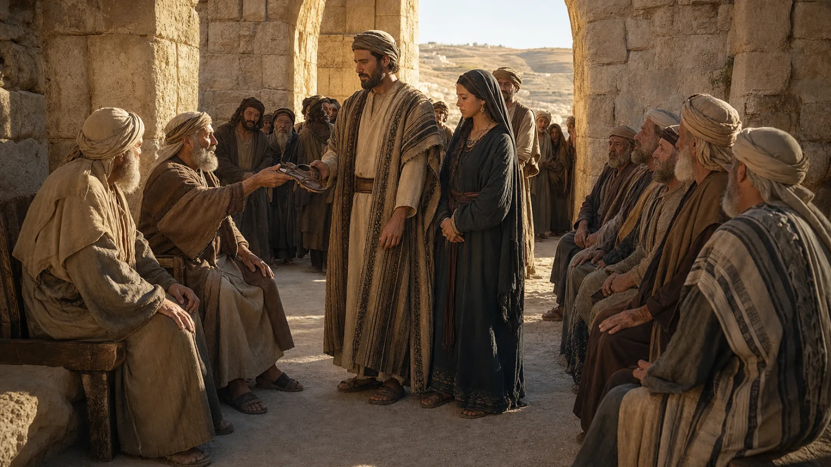 Biblical scene illustrating Boaz Marries Ruth