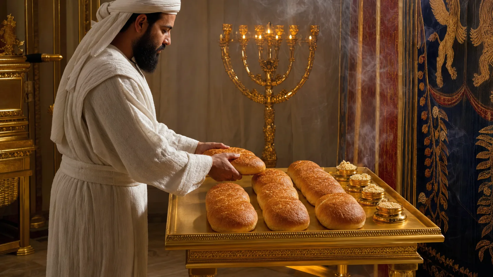 Bread of the Presence in a detailed biblical historical scene