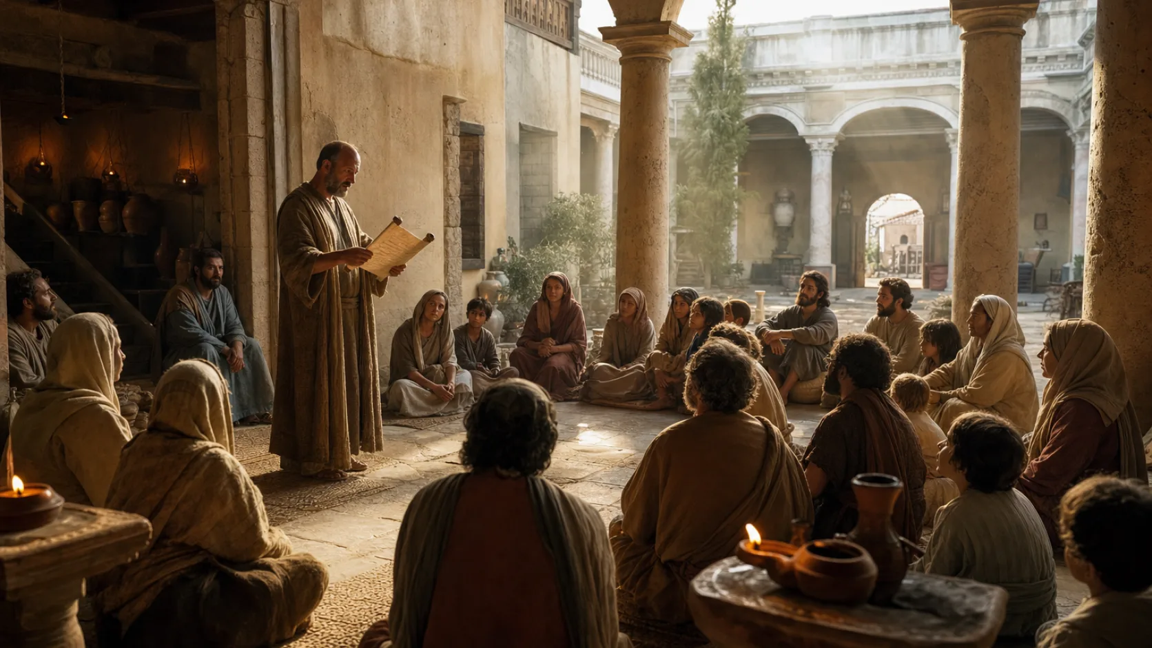 Churches of Asia in a biblical historical scene