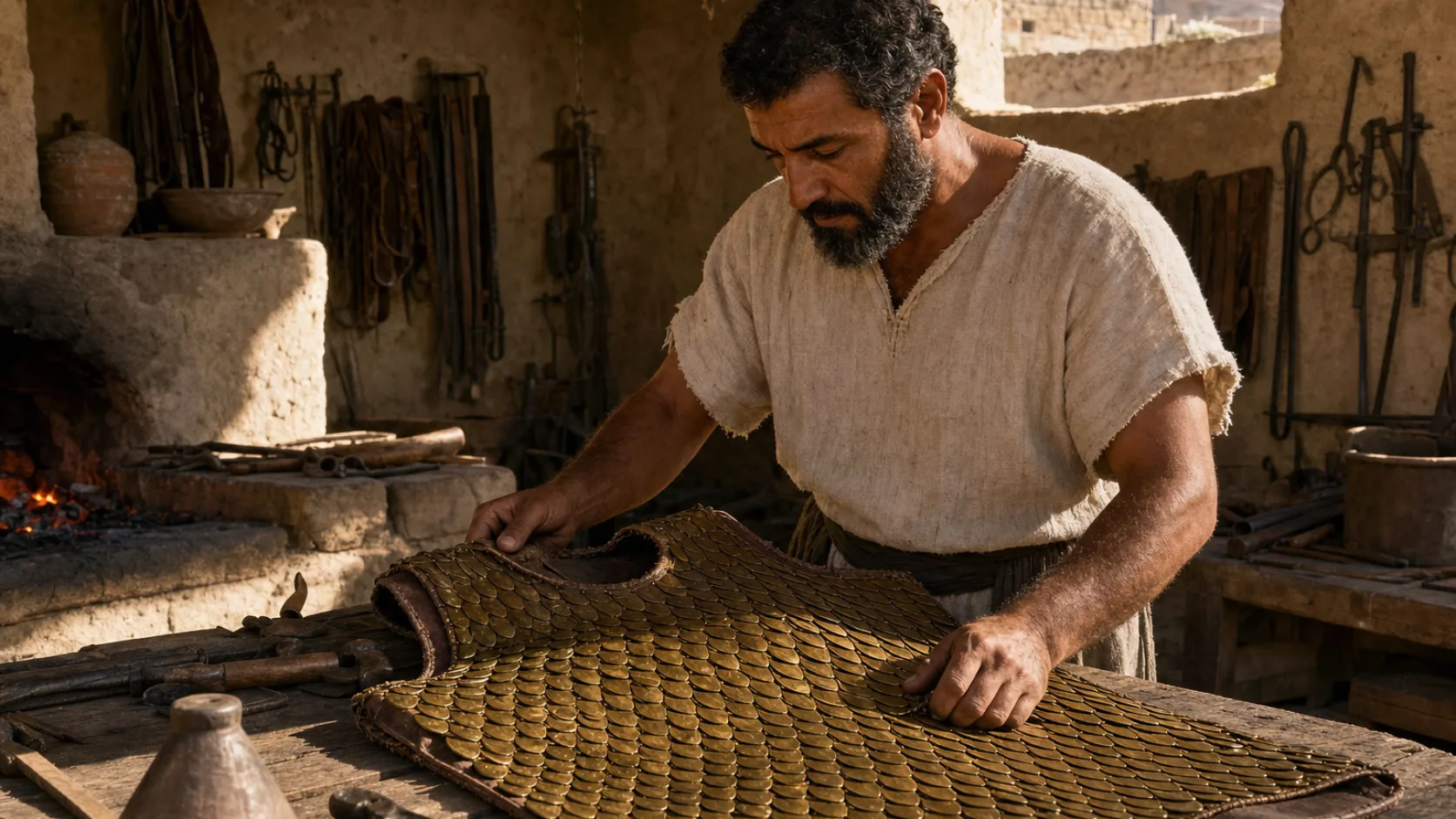 Coat of Mail in a detailed biblical historical scene