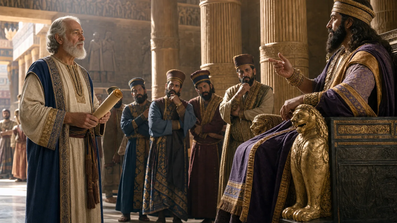 Biblical scene illustrating Daniel Is Appointed over the Administrators of the Kingdom