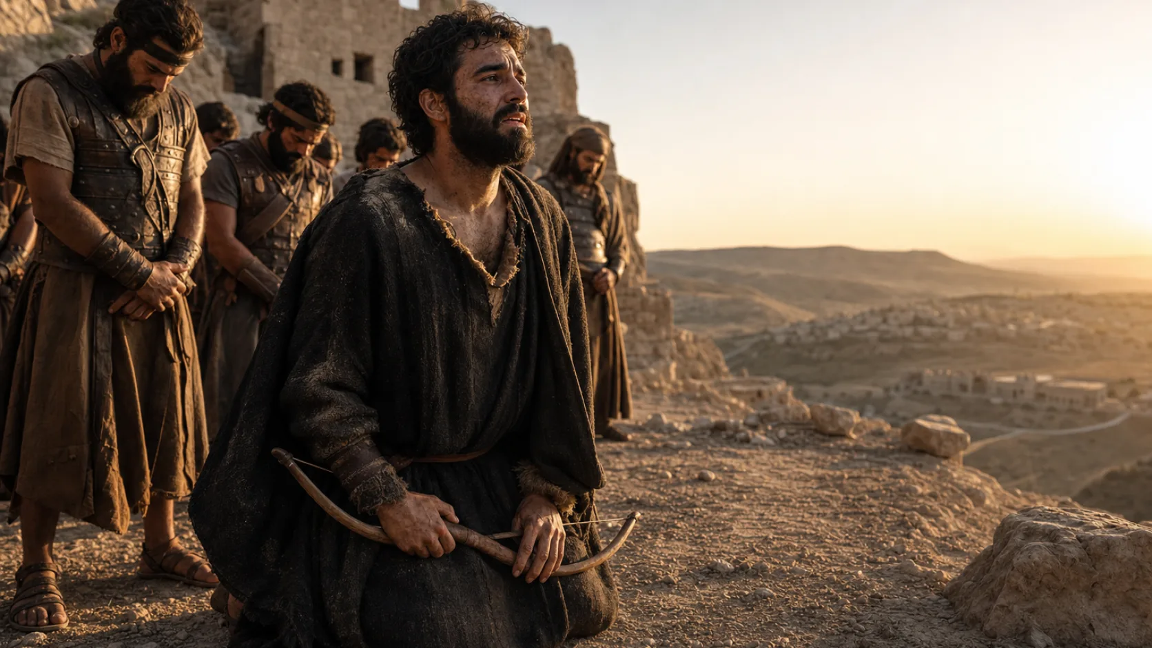 Biblical scene illustrating David Laments Saul and Jonathan