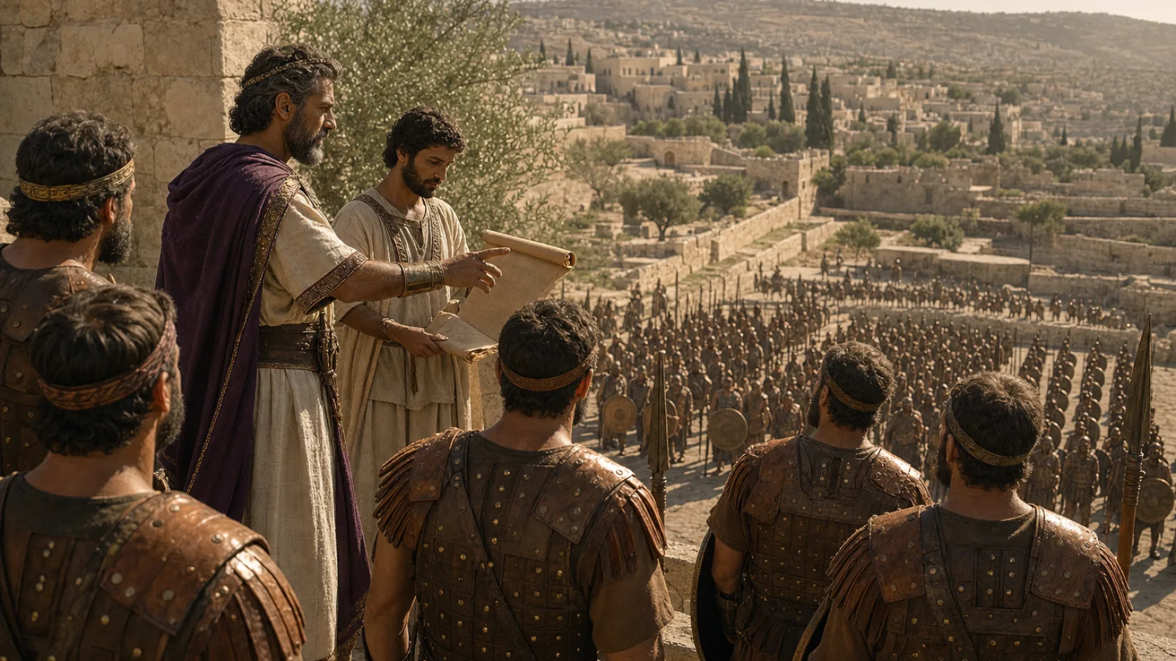 Biblical scene illustrating David Organizes Israels Monthly Military Divisions