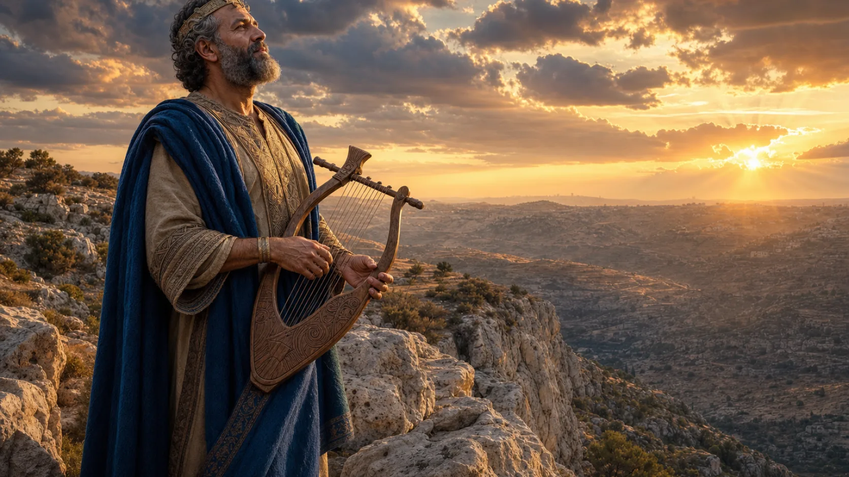 Biblical scene illustrating David's Song of Deliverance (2 Samuel 22 / Psalm 18)