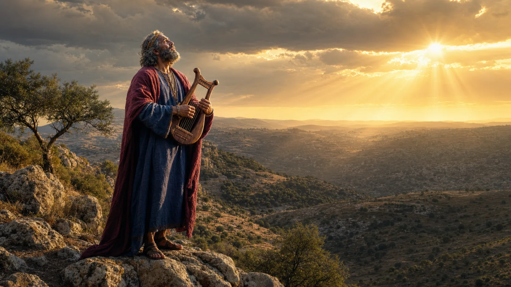 Biblical scene illustrating David's Song of Deliverance