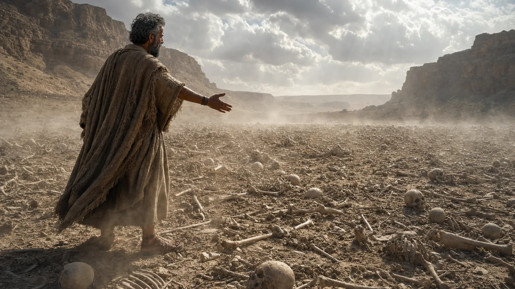 Dry Bones in a detailed biblical historical scene