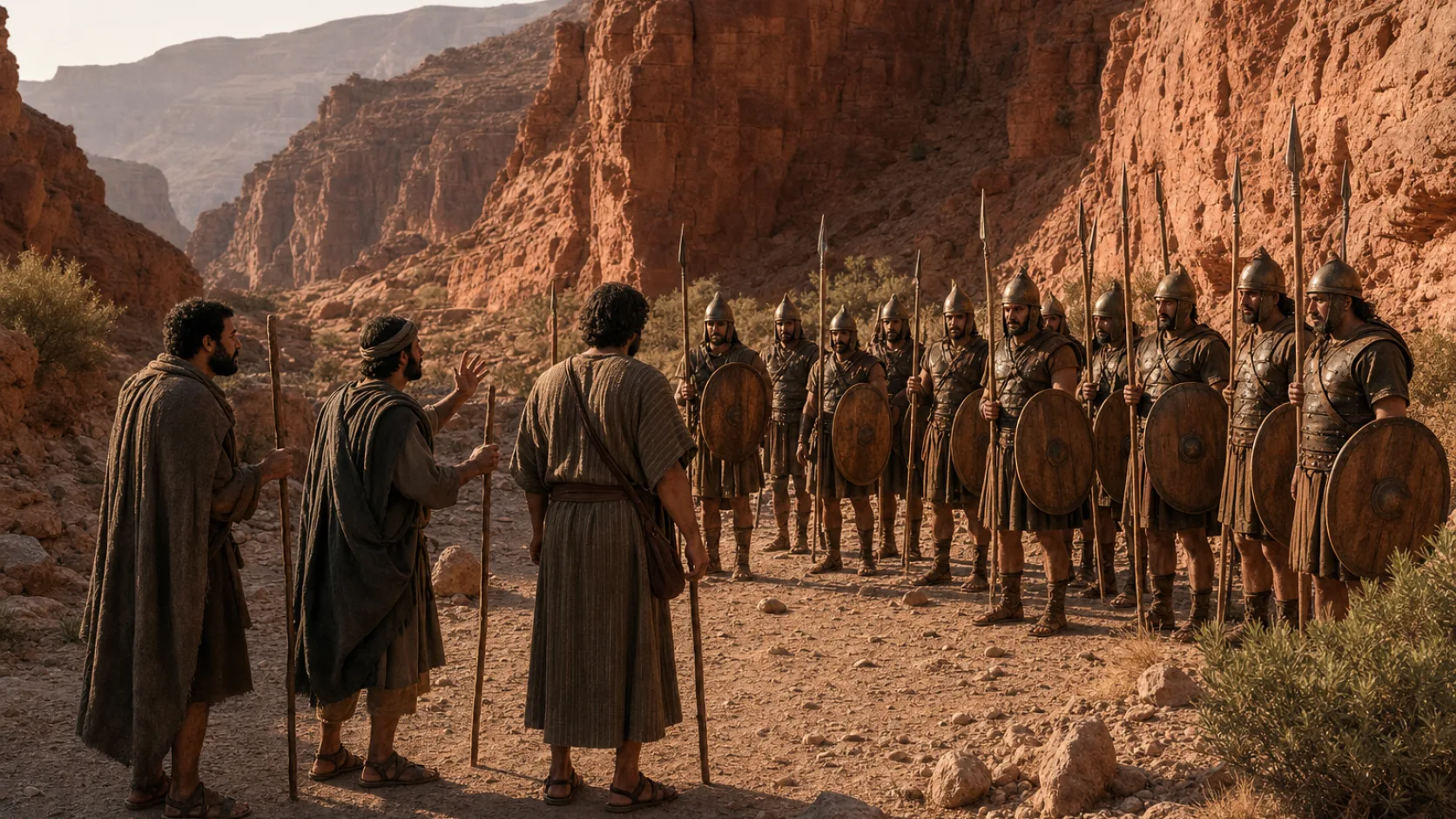 Biblical scene illustrating Edom Refuses Israel Passage