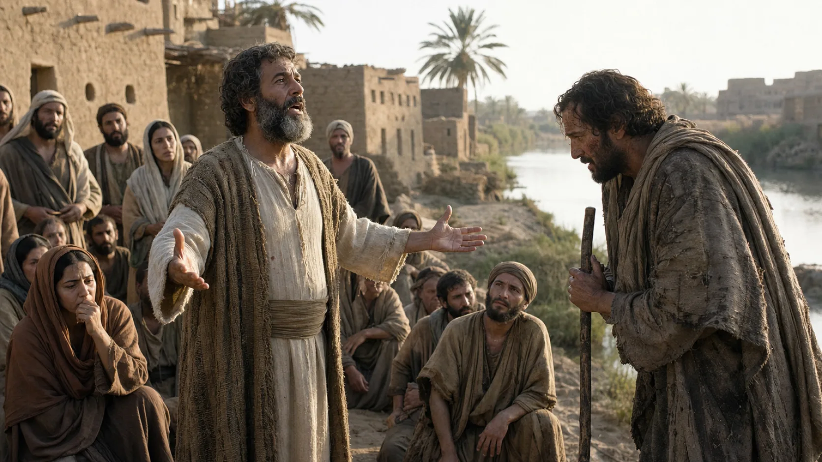 Biblical scene illustrating Ezekiels Mouth Is Opened after Jerusalems Fall
