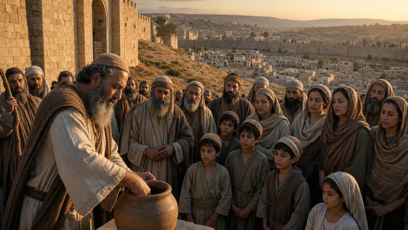 Biblical scene illustrating Families Are Chosen by Lot to Live in Jerusalem