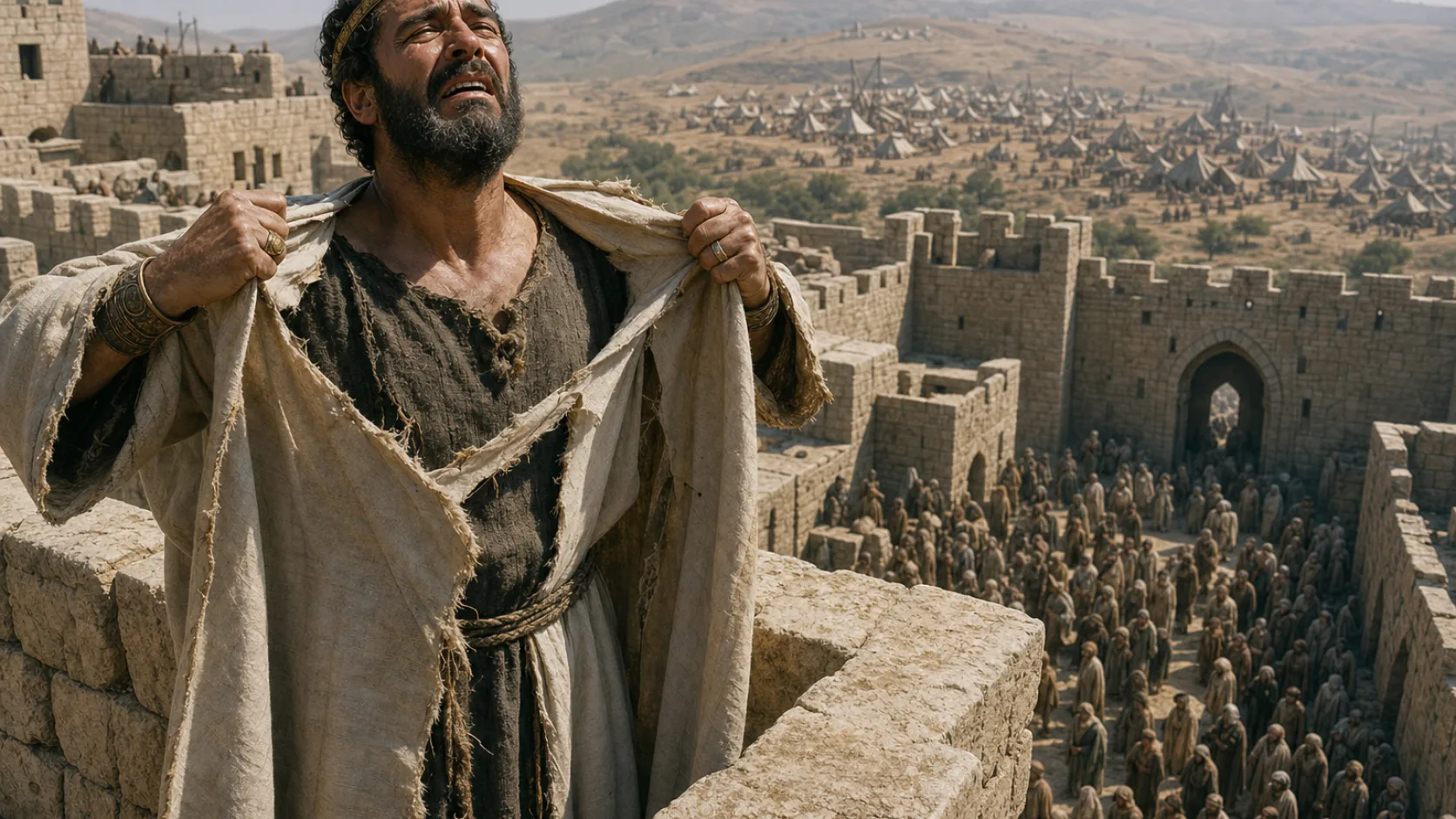 Biblical scene illustrating Famine Becomes Severe during the Siege of Samaria