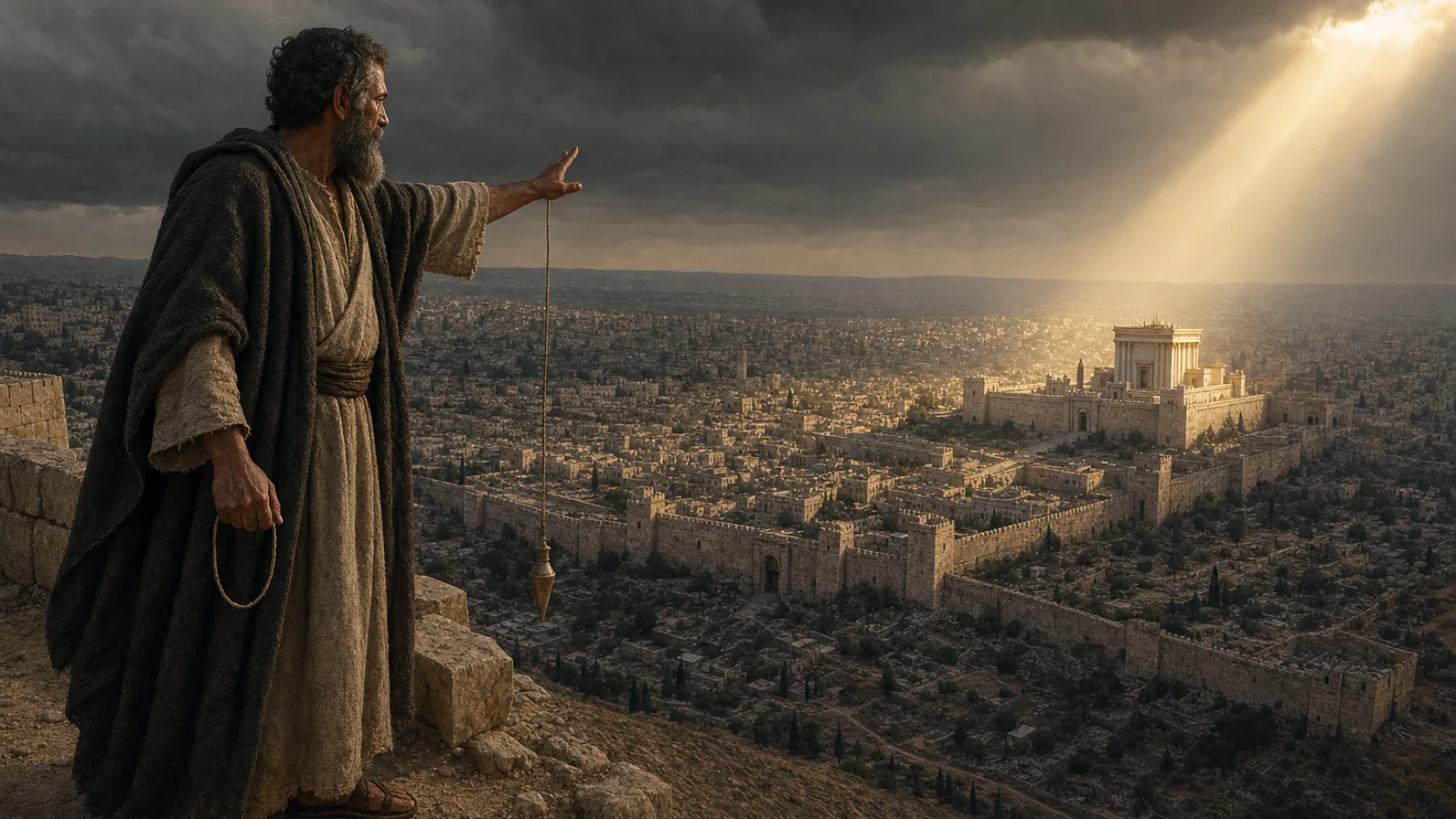 Biblical scene illustrating God Announces Judgment on Jerusalem because of Manasseh