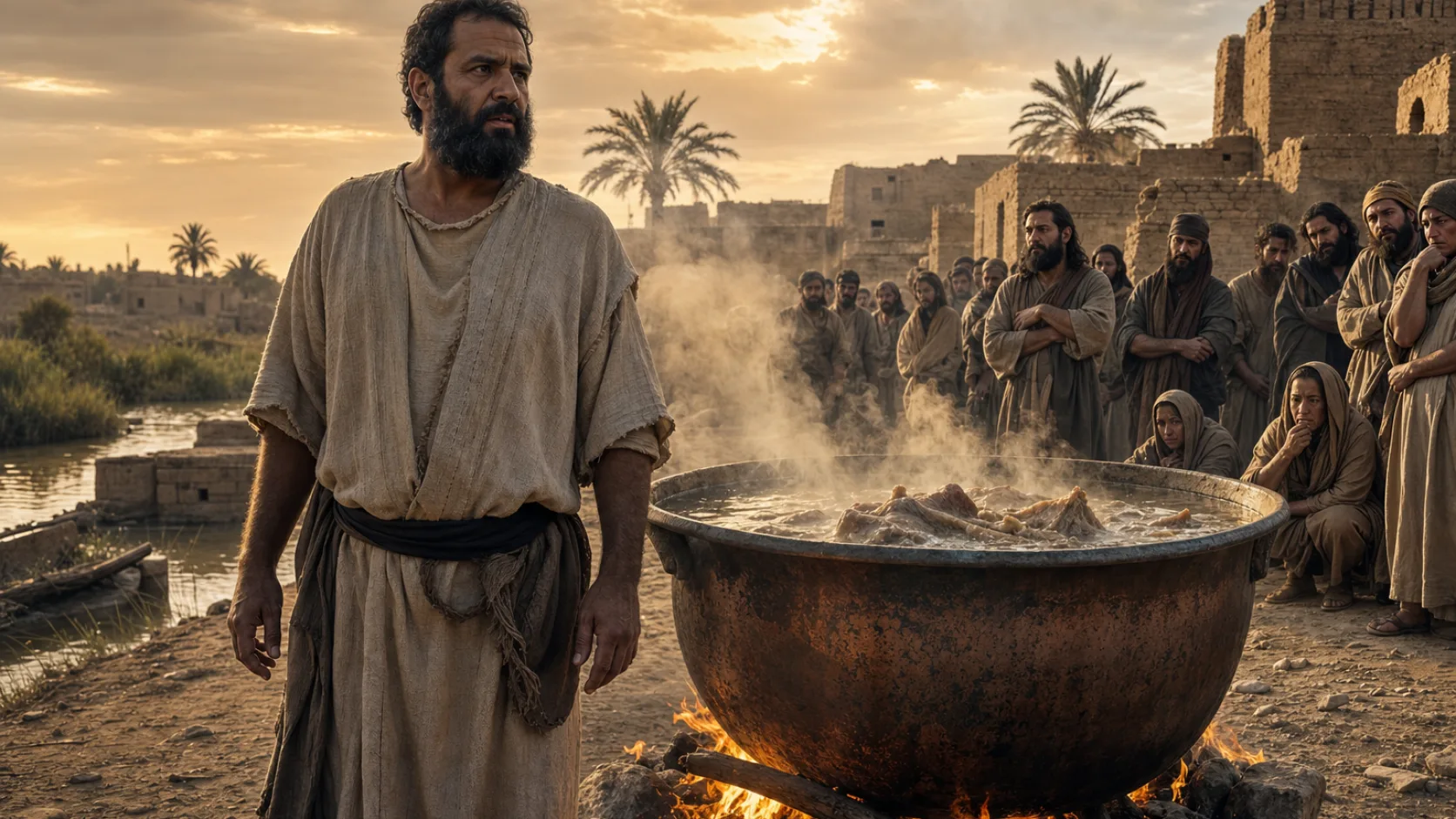 Biblical scene illustrating God Announces that the Siege of Jerusalem Has Begun