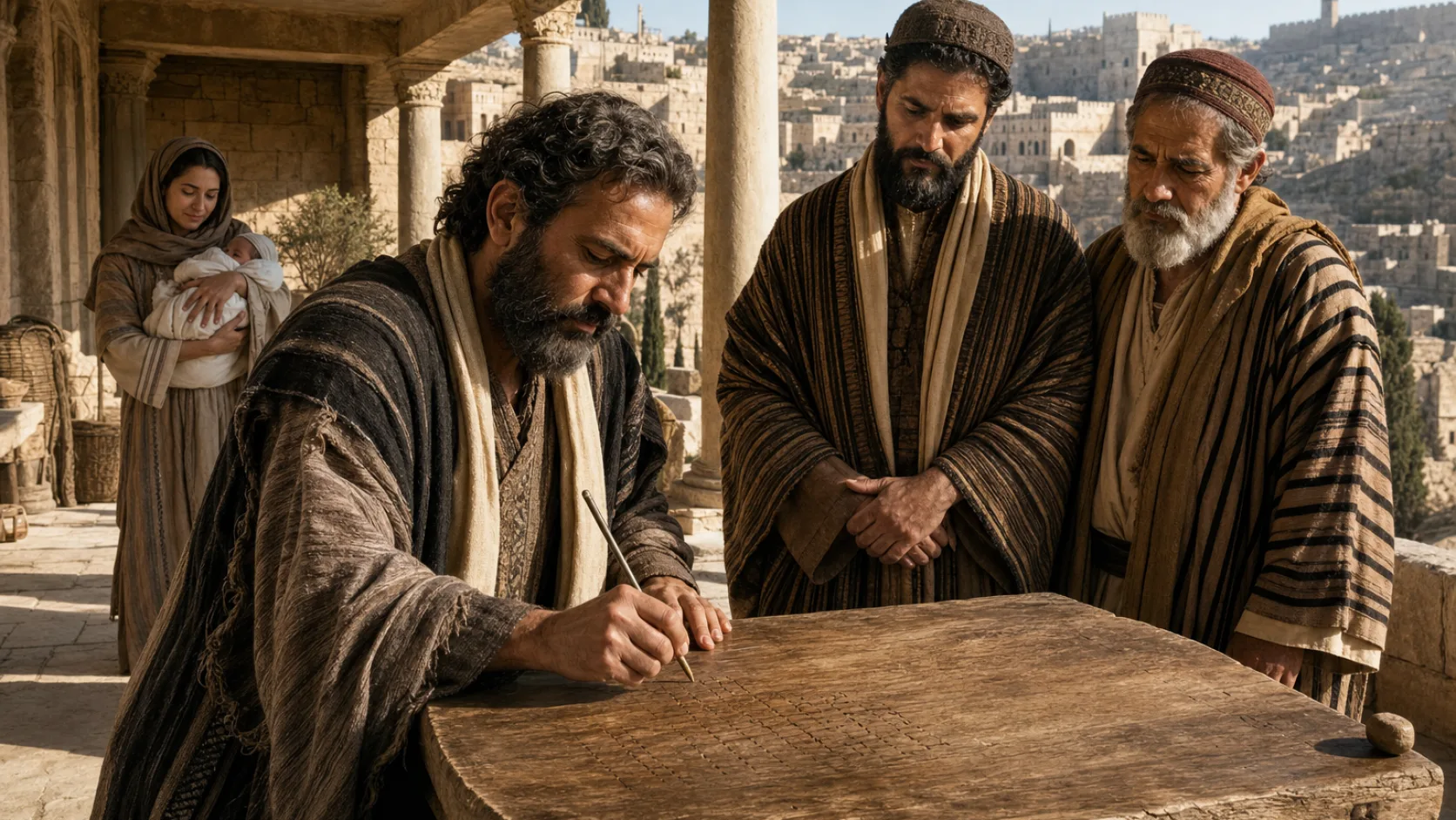 Biblical scene illustrating God Explains the Sign of Maher-Shalal-Hash-Baz