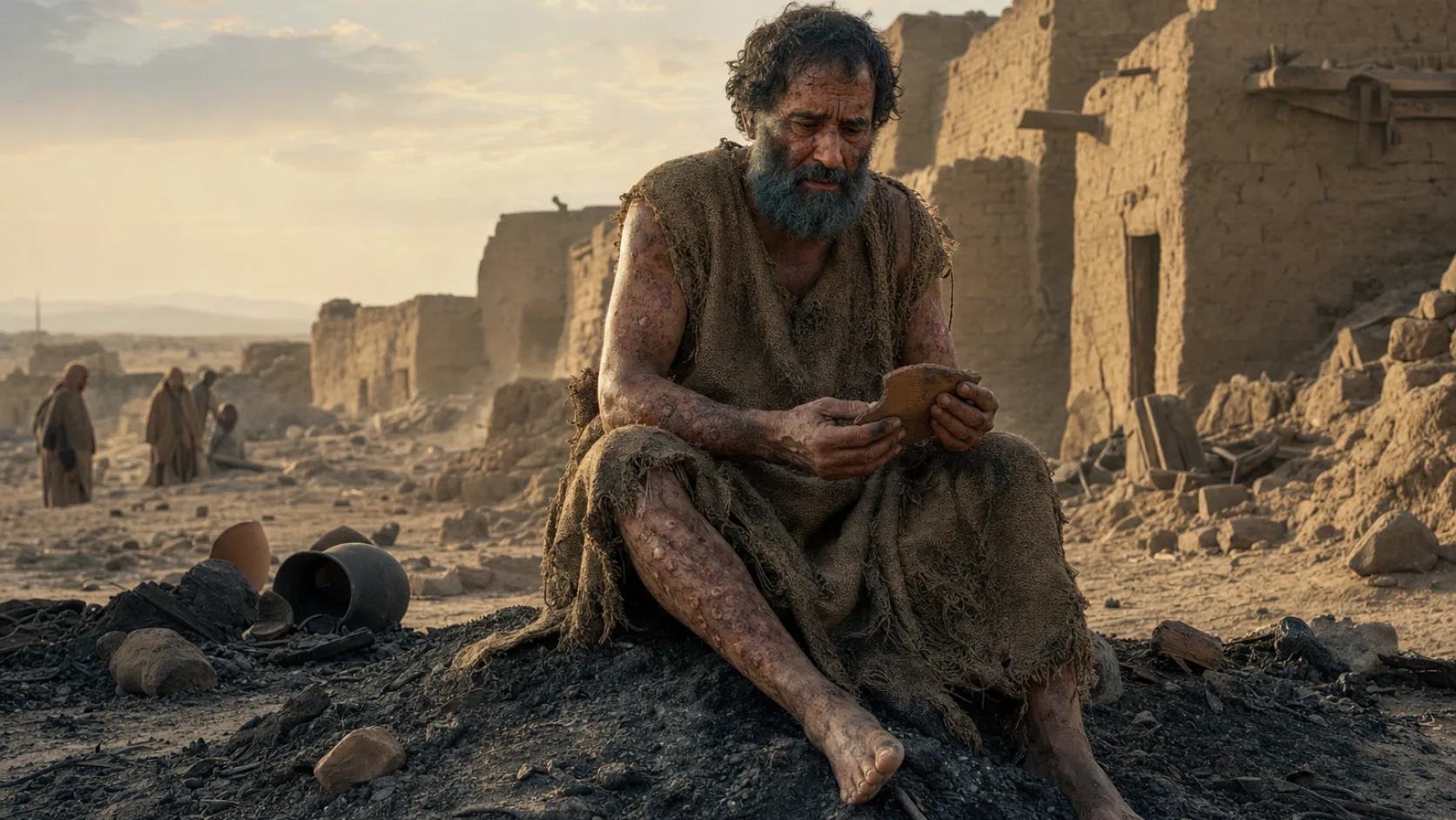 Biblical scene illustrating God Permits Satan to Afflict Jobs Body