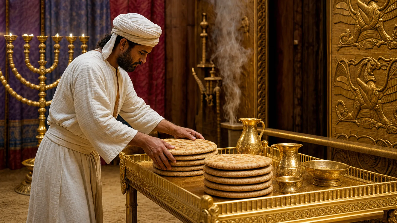 Golden Tables in a detailed biblical historical scene