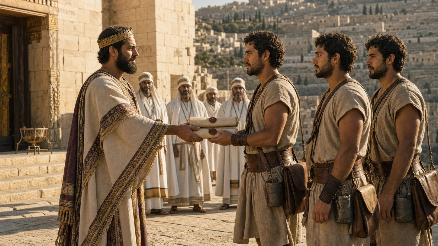 Biblical scene illustrating Hezekiah Invites All Israel and Judah to Celebrate Passover