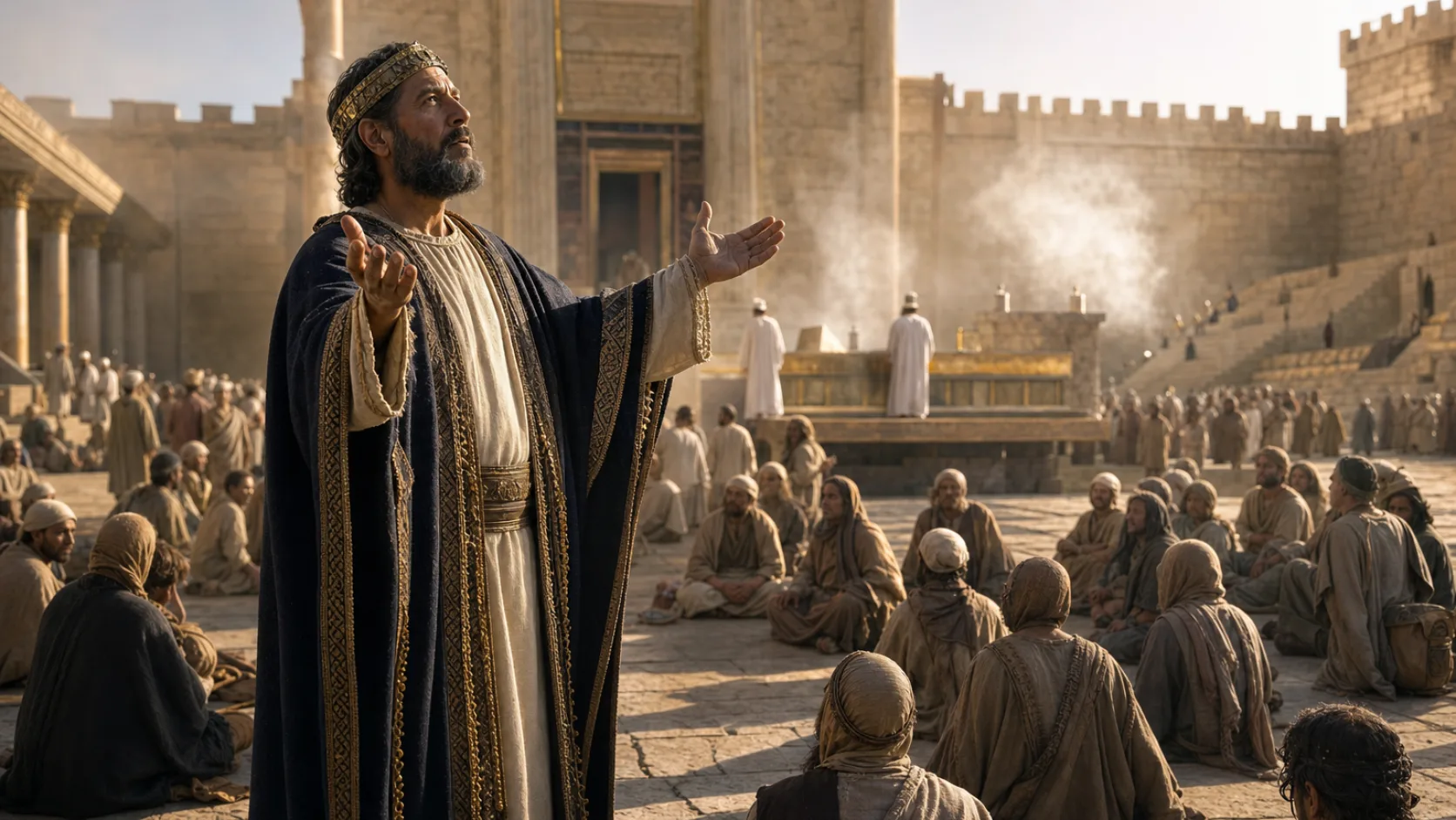 Biblical scene illustrating Hezekiah Prays for the Ceremonially Unclean at Passover