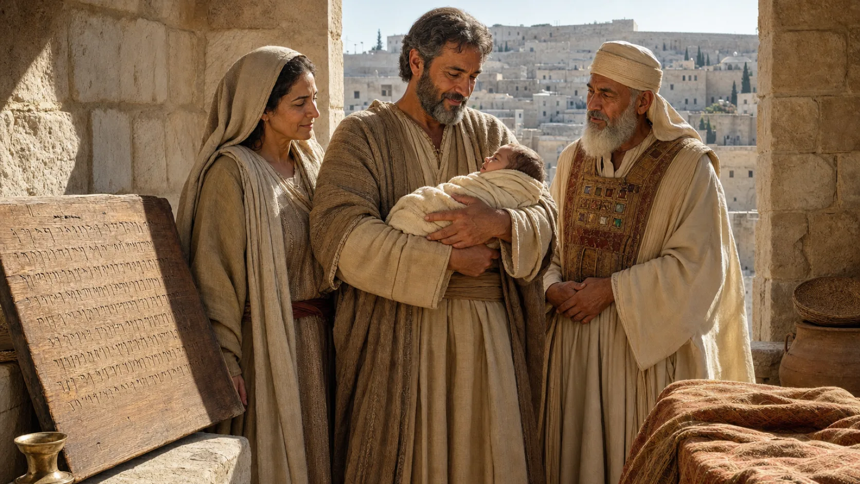 Biblical scene illustrating Isaiahs Son Maher-Shalal-Hash-Baz Is Born