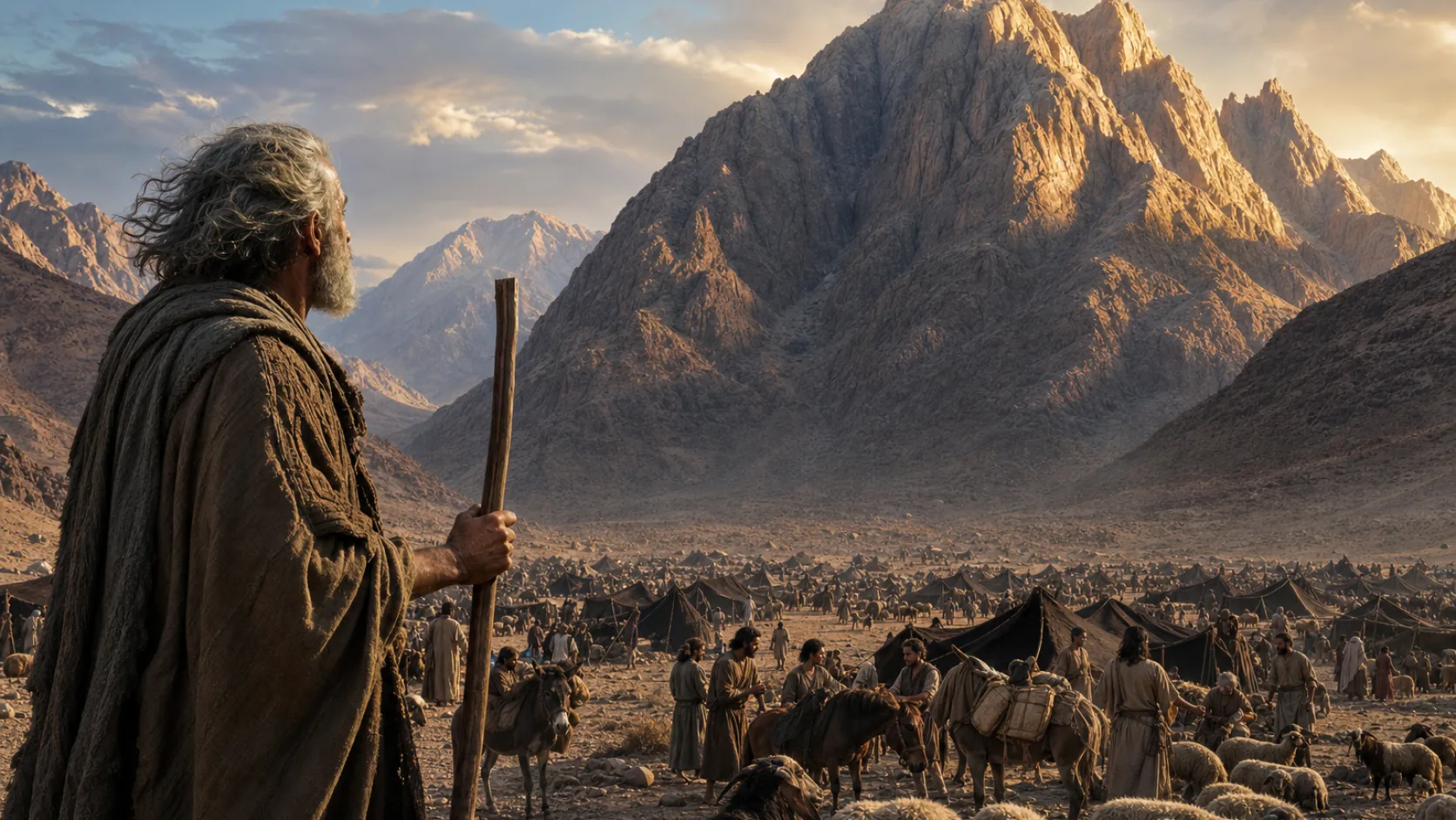 Biblical scene illustrating Israel Arrives at Mount Sinai
