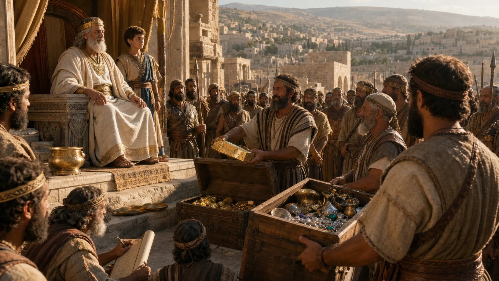 Biblical scene illustrating Israels Leaders Give Willingly for the Temple