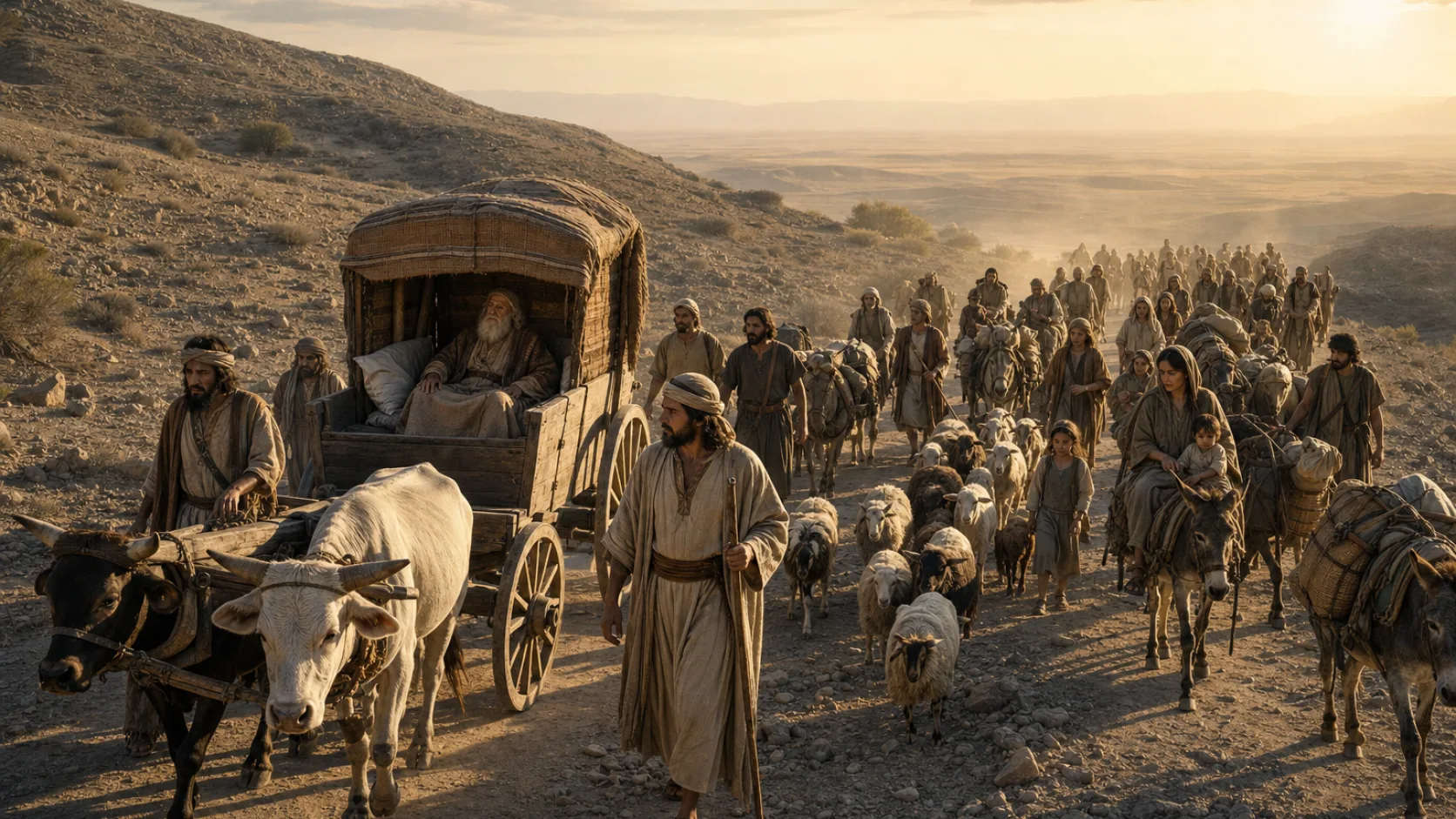 Biblical scene illustrating Jacob's Family Moves to Egypt