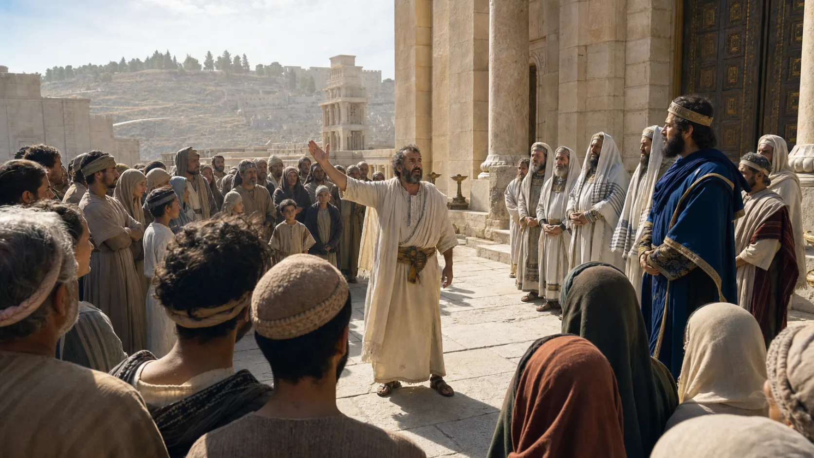 Biblical scene illustrating Jahaziel Prophesies that the Battle Belongs to God