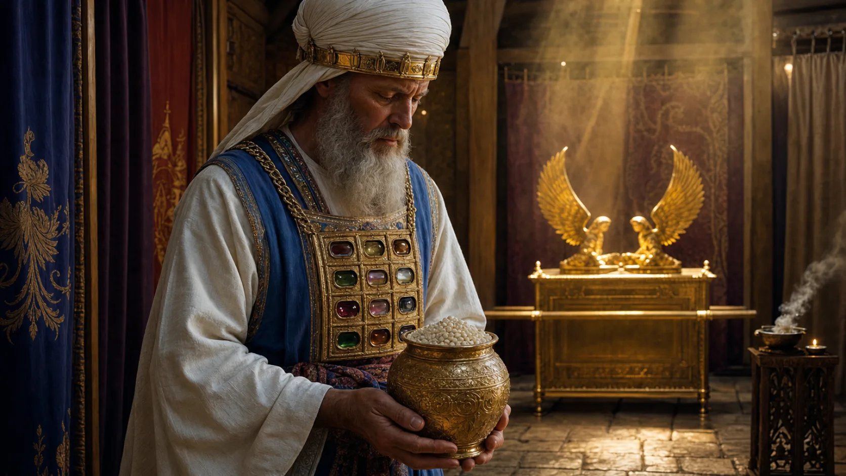 Jar of Manna in a detailed biblical historical scene