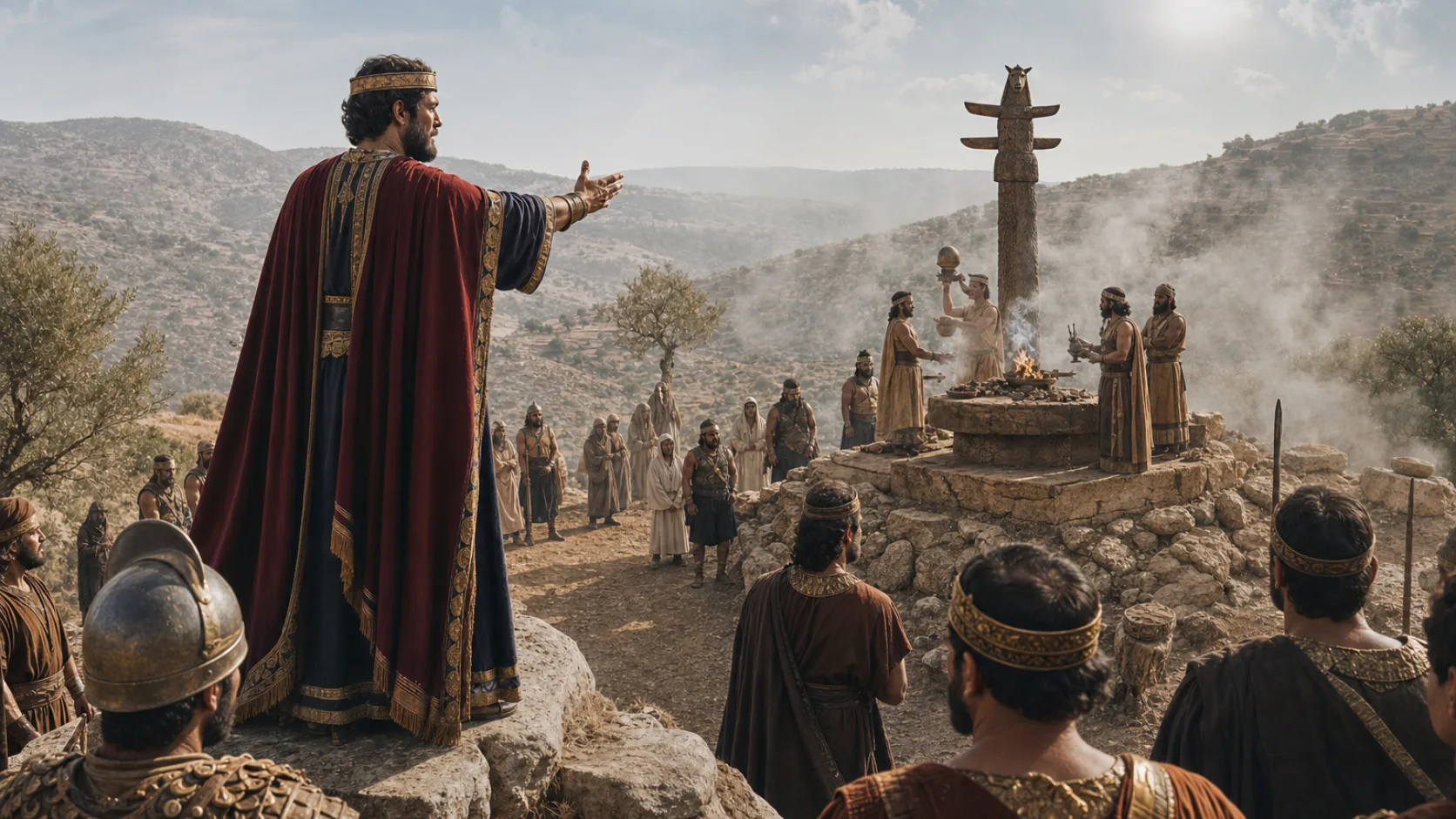 Biblical scene illustrating Jehoram Leads Judah into Idolatry