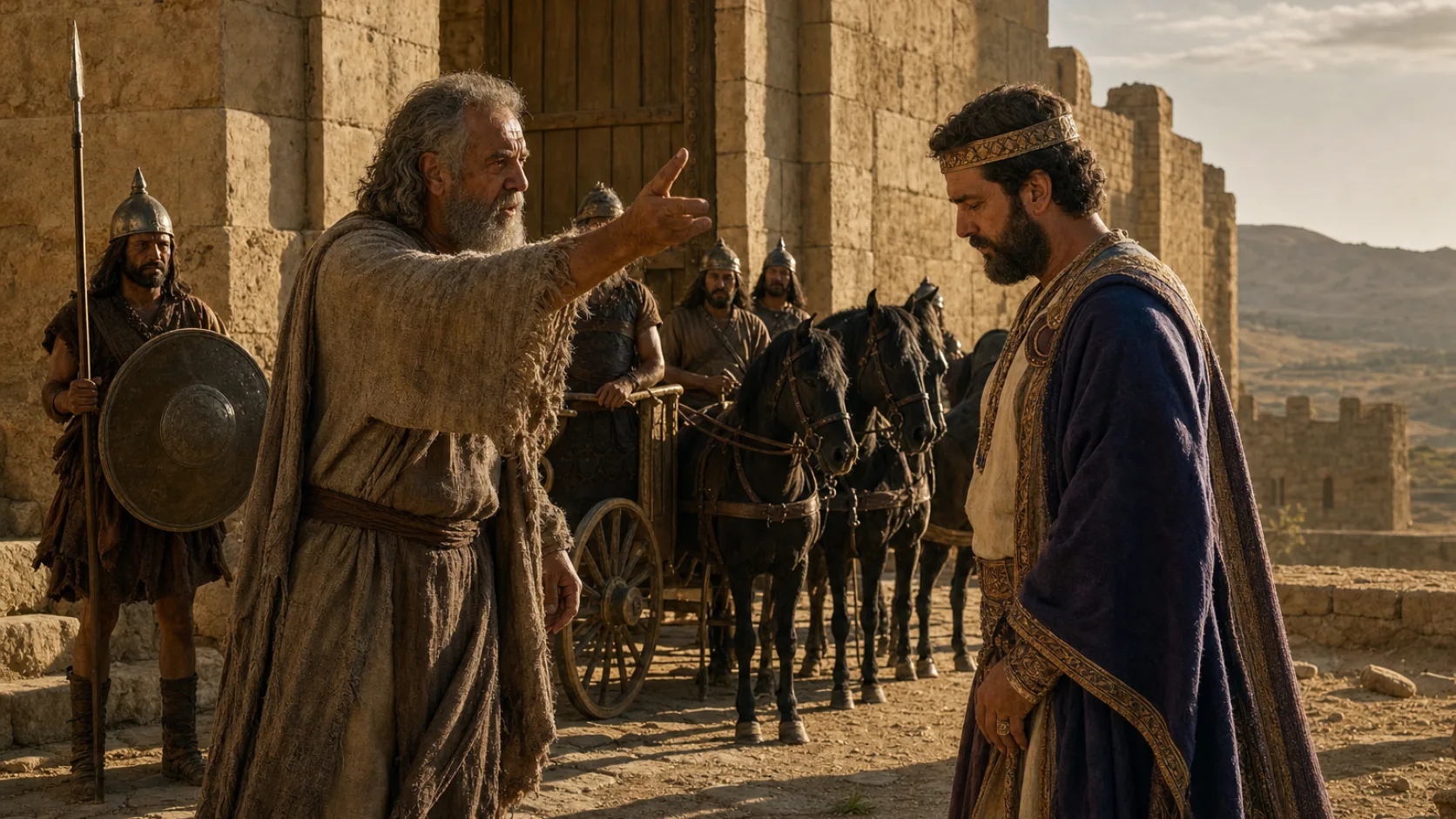 Biblical scene illustrating Jehu Rebukes Jehoshaphat for Helping Ahab