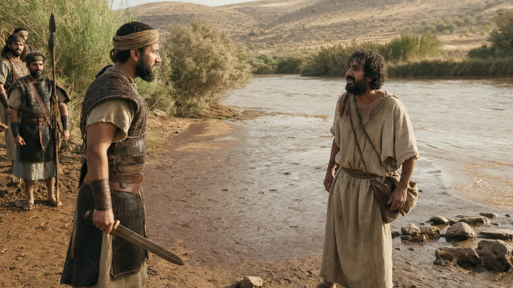 Biblical scene illustrating Jephthah Defeats the Ephraimites