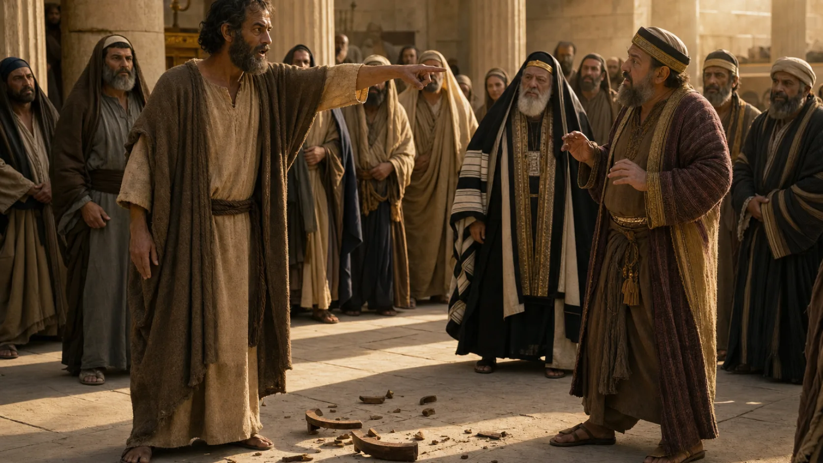 Biblical scene illustrating Jeremiah Predicts Hananiahs Death