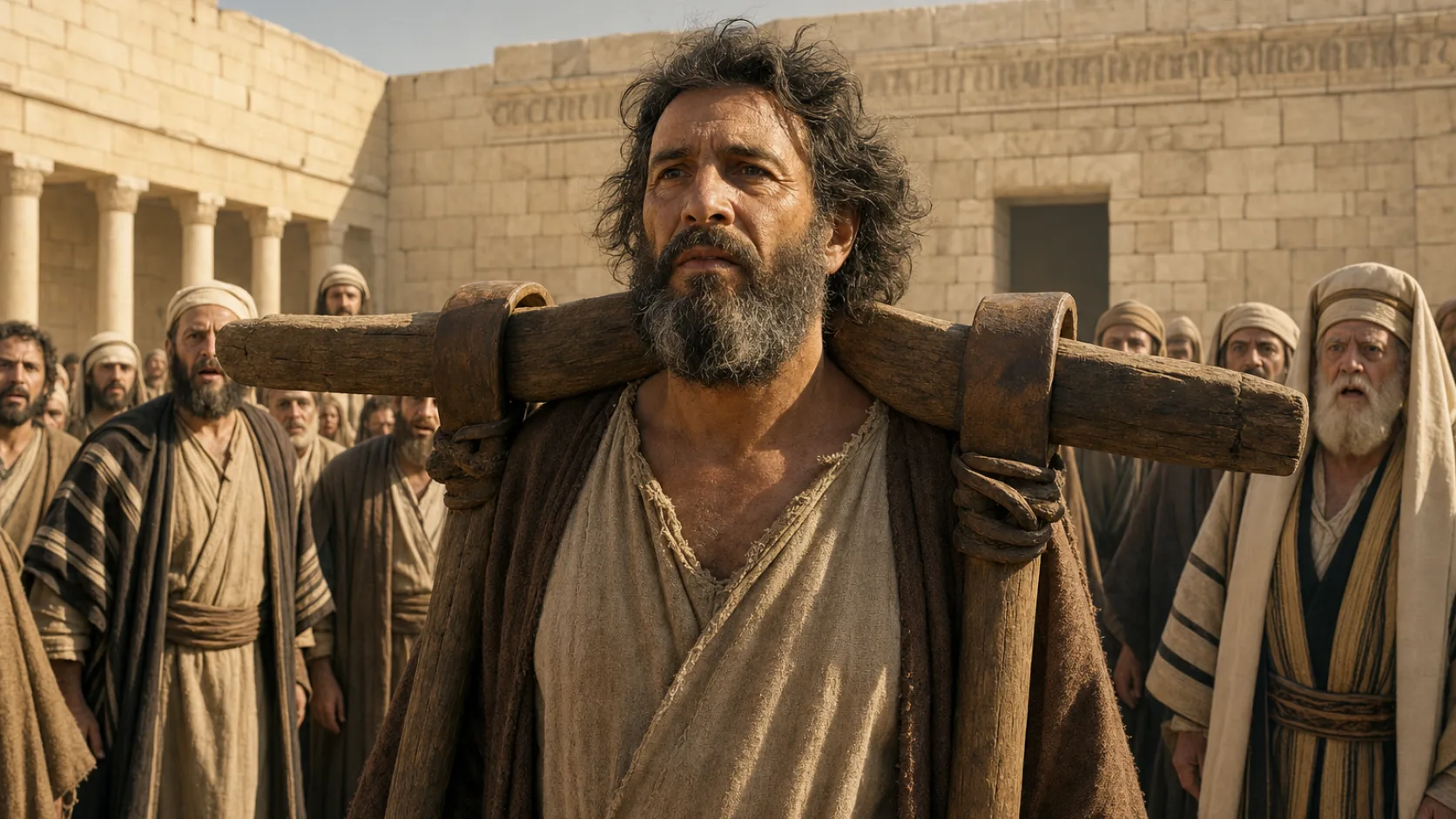 Jeremiah’s Yoke in a detailed biblical historical scene