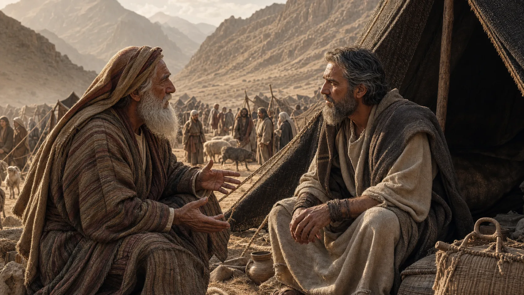 Biblical scene illustrating Jethro Advises Moses