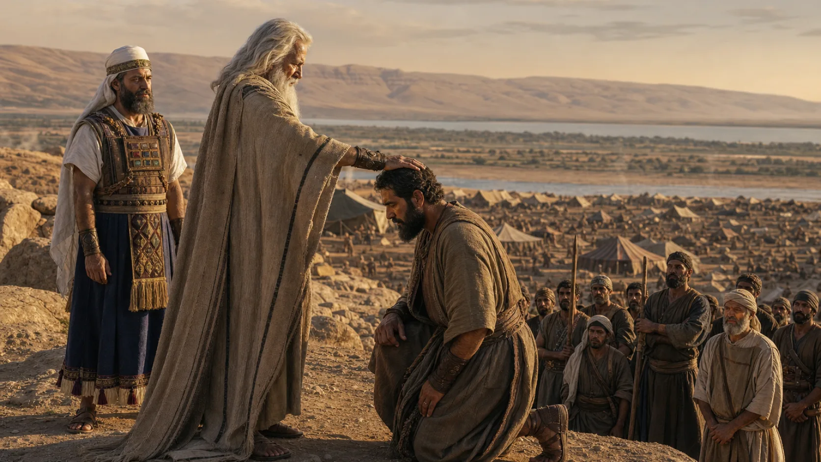 Biblical scene illustrating Joshua Is Commissioned to Lead Israel