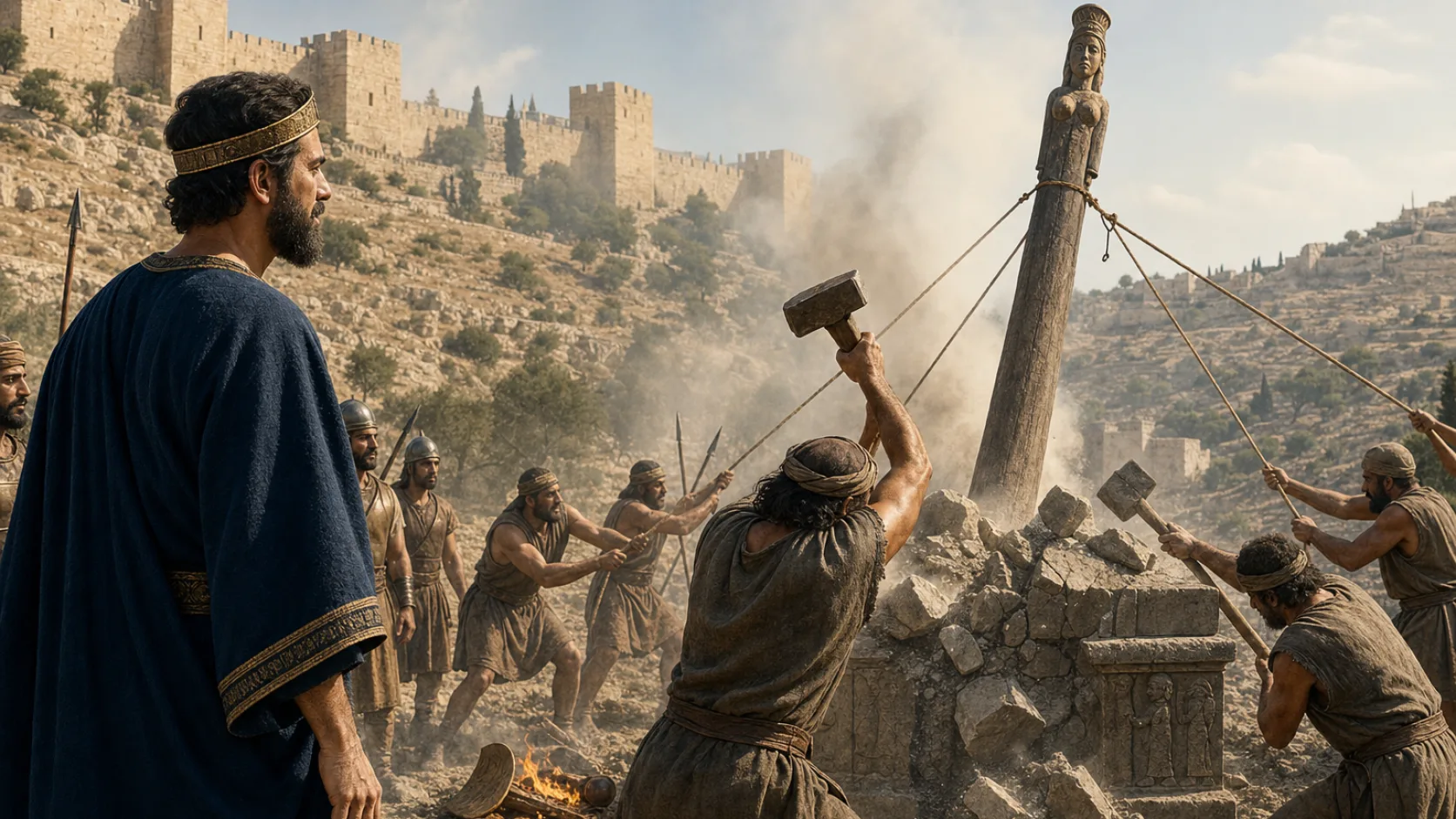 Biblical scene illustrating Josiah Destroys Idolatry throughout Judah